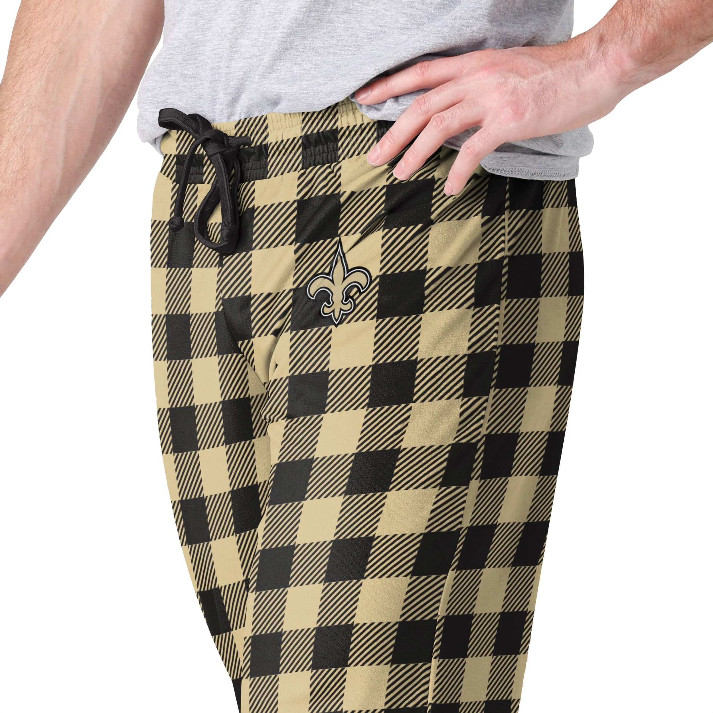 New Orleans Saints NFL Mens Buffalo Check Lounge Pants - Image 3