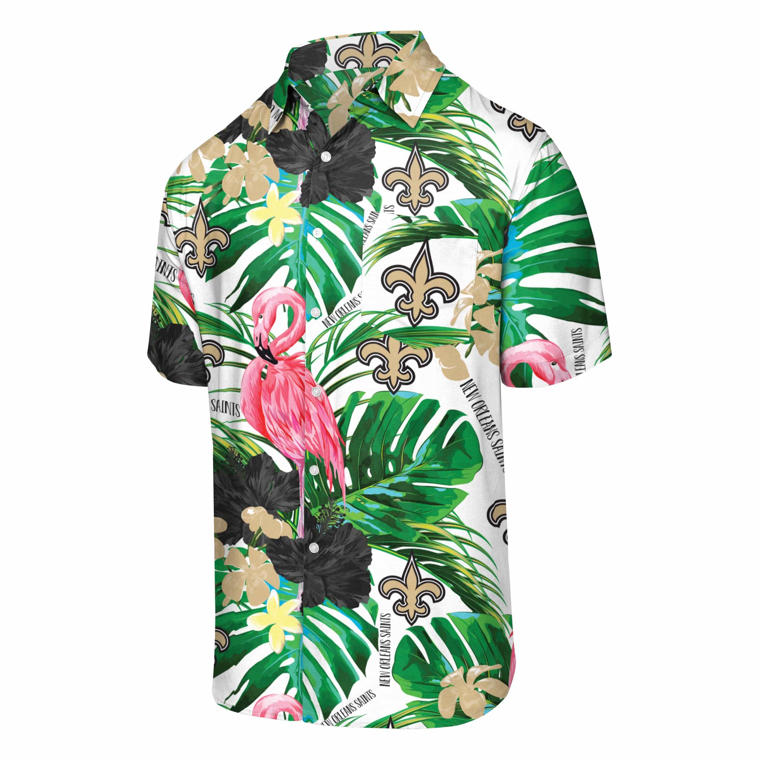 New Orleans Saints NFL Mens Flamingo Button Up Shirt - Image 4