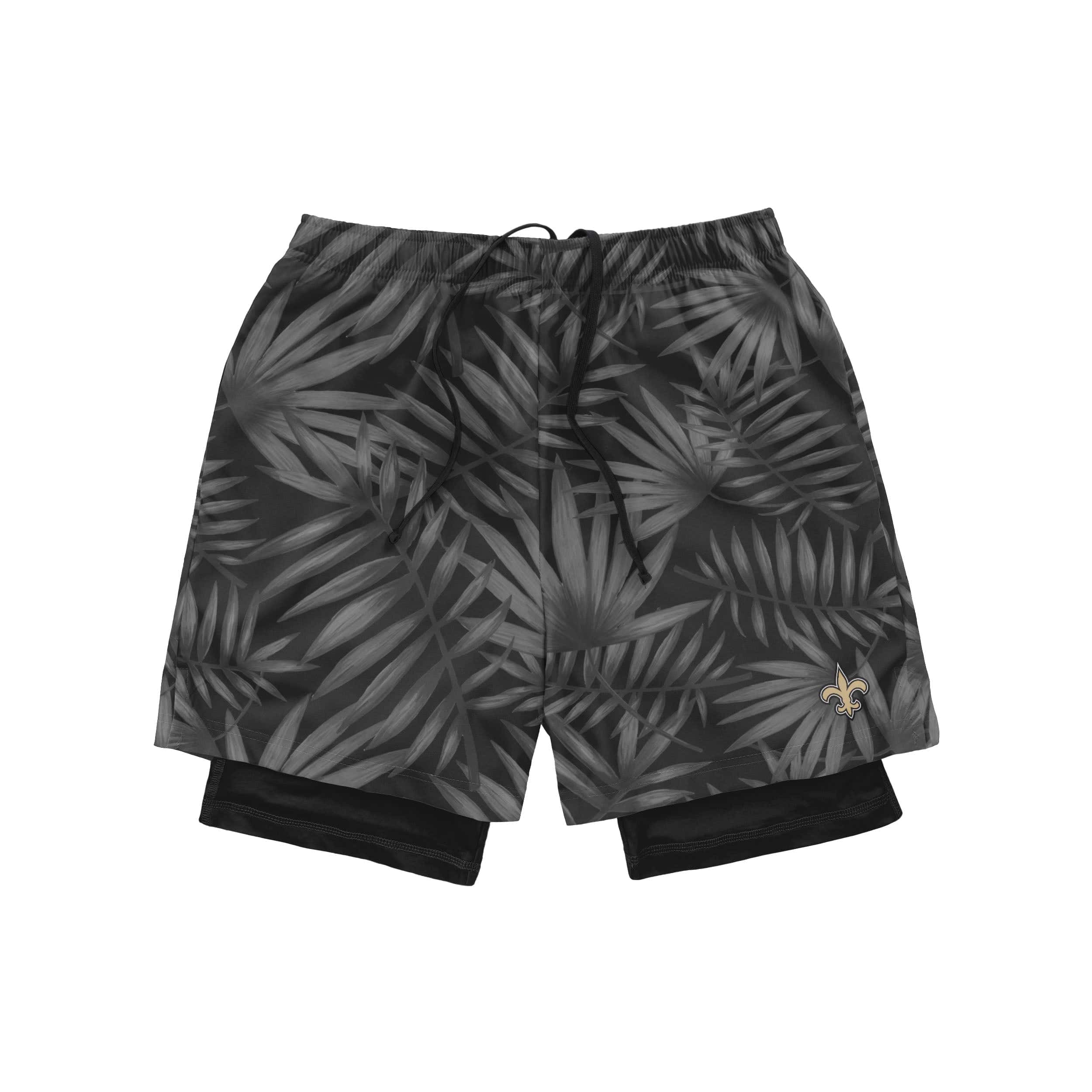 New Orleans Saints NFL Mens Floral Black Liner Shorts - Image 4