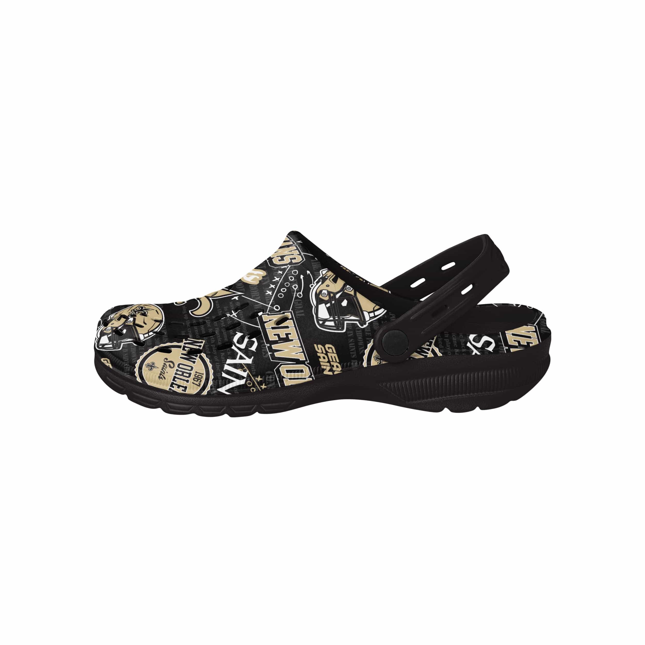 New Orleans Saints NFL Mens Historic Print Clog With Strap - Image 2