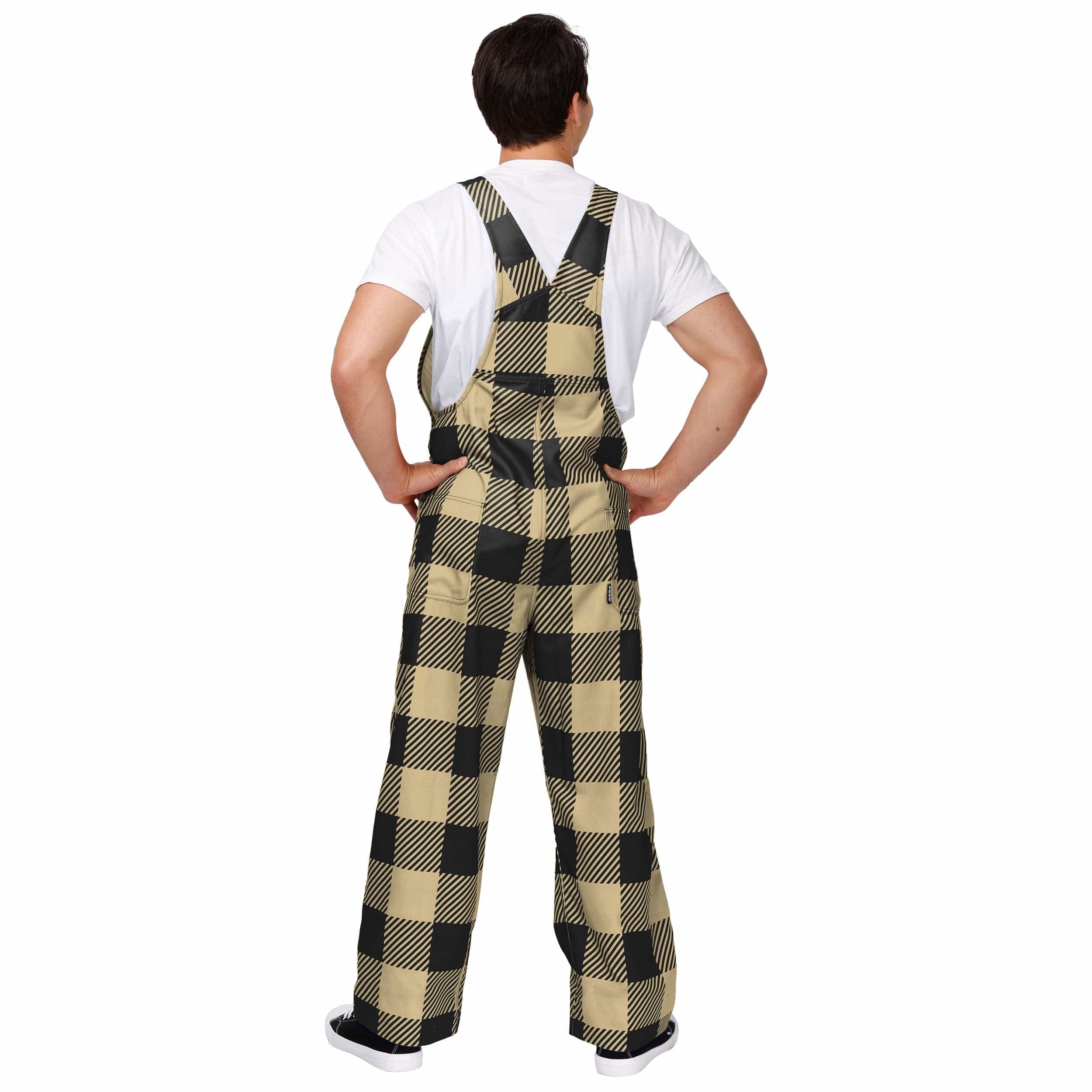 New Orleans Saints NFL Mens Plaid Bib Overalls - Image 2