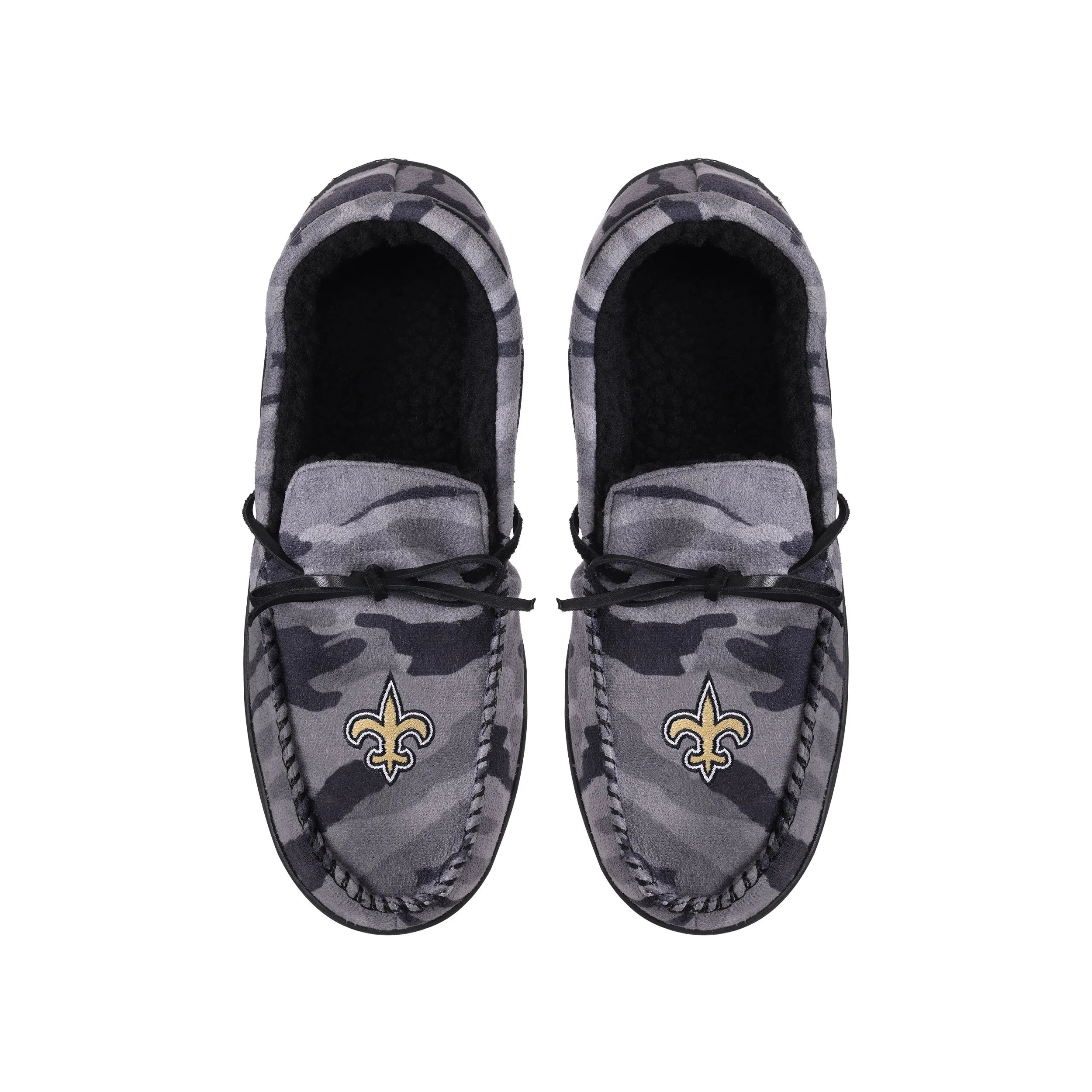 New Orleans Saints NFL Mens Printed Camo Moccasin Slippers - Image 4