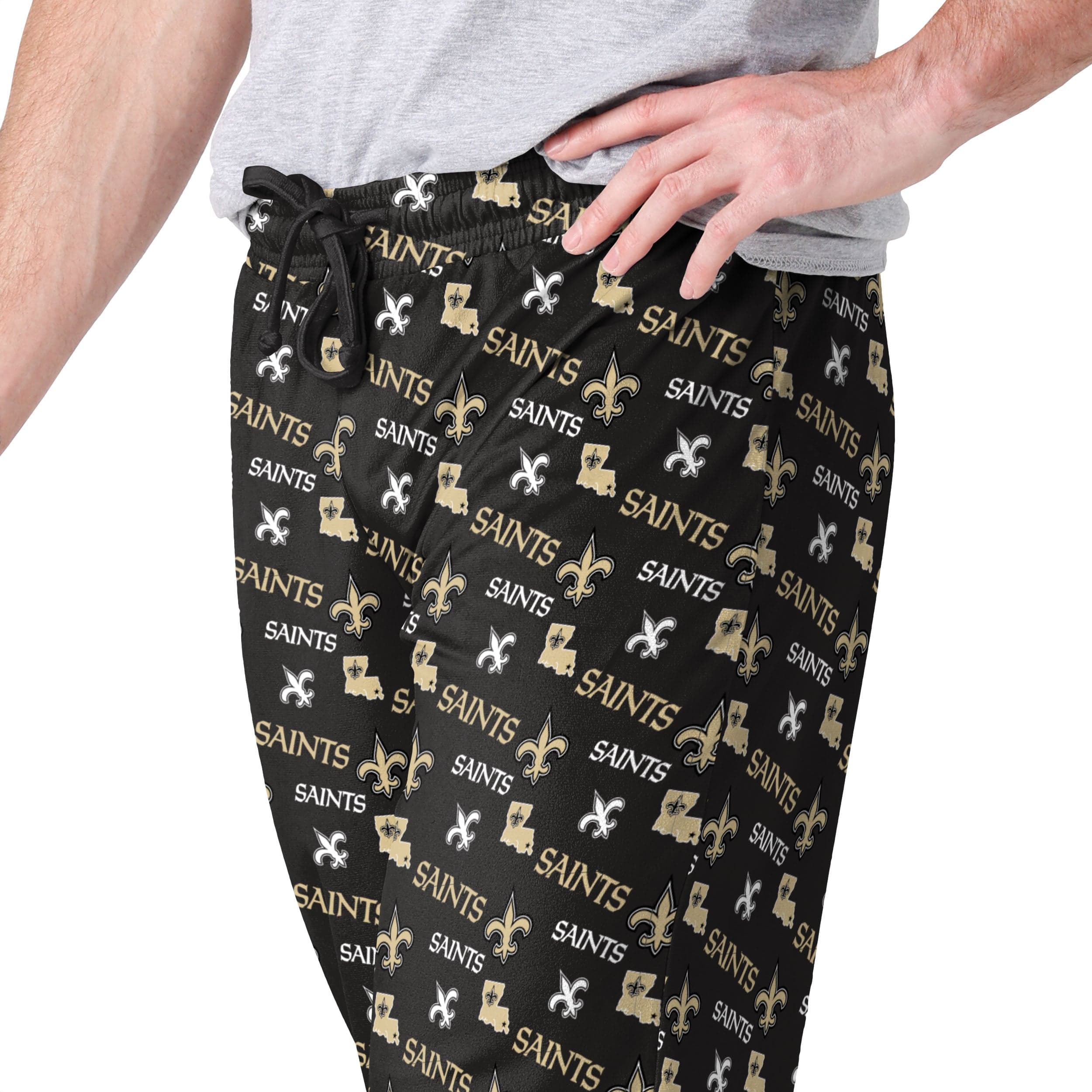 New Orleans Saints NFL Mens Repeat Print Lounge Pants - Image 3
