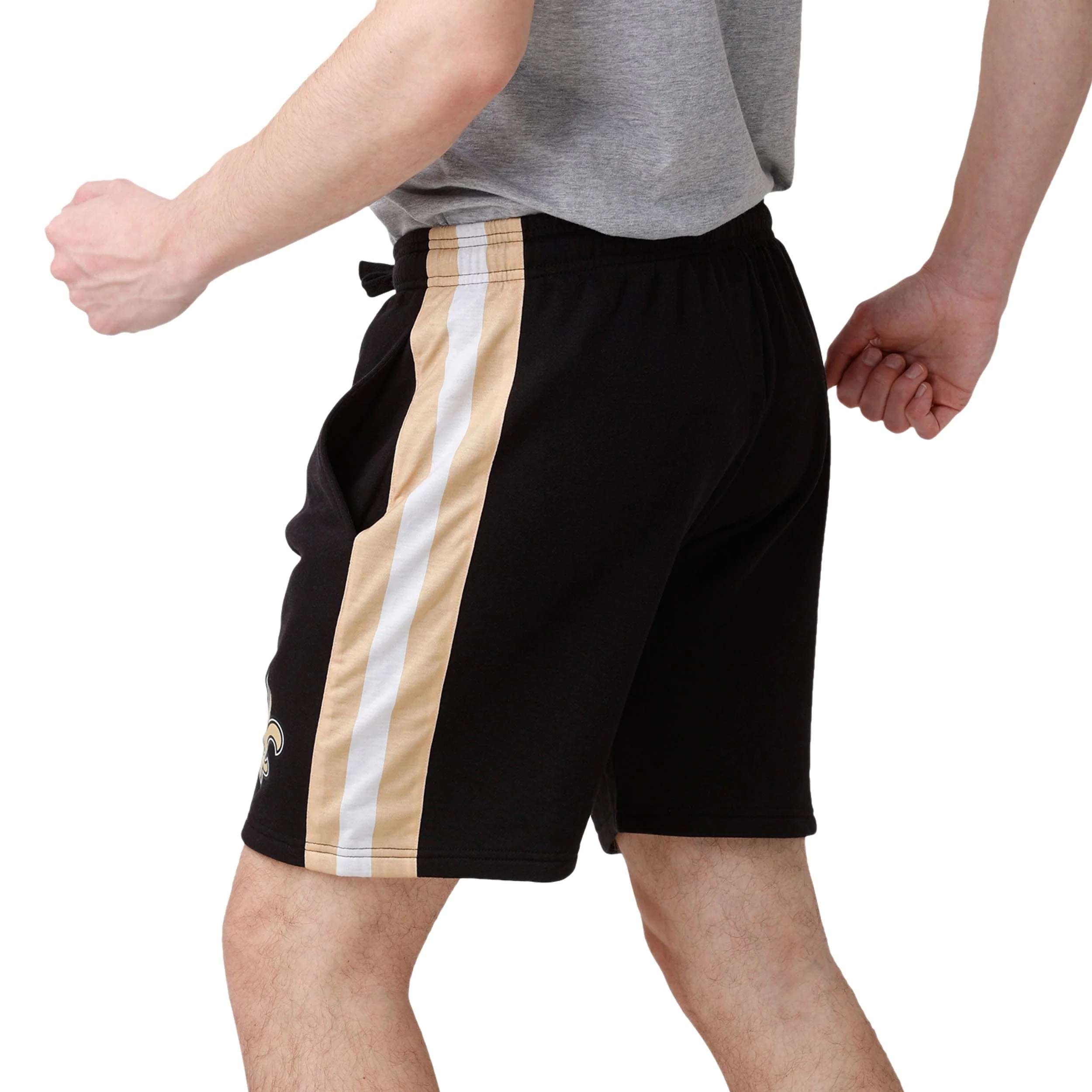 New Orleans Saints NFL Mens Side Stripe Fleece Shorts - Image 2