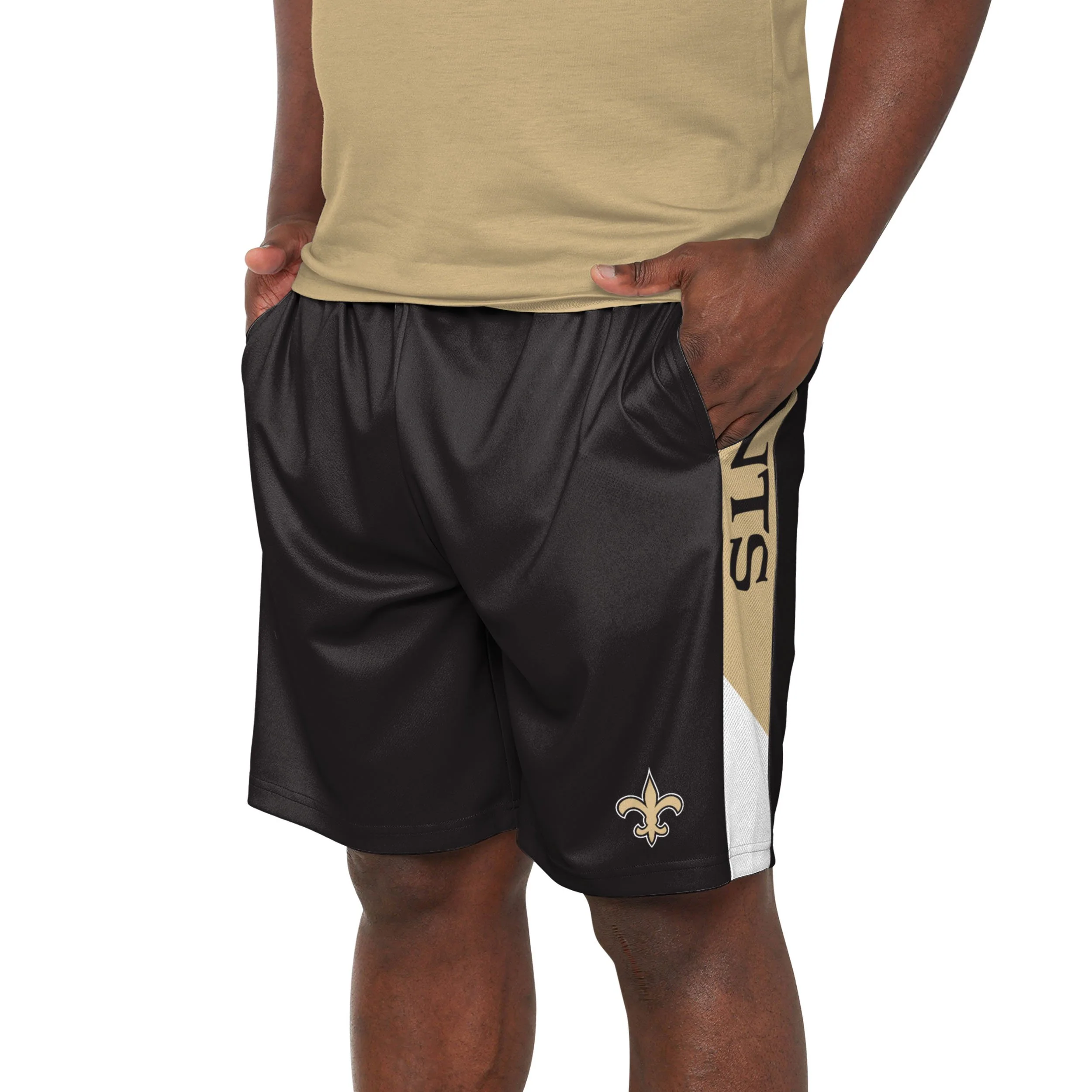 New Orleans Saints NFL Mens Side Stripe Training Shorts - Image 2
