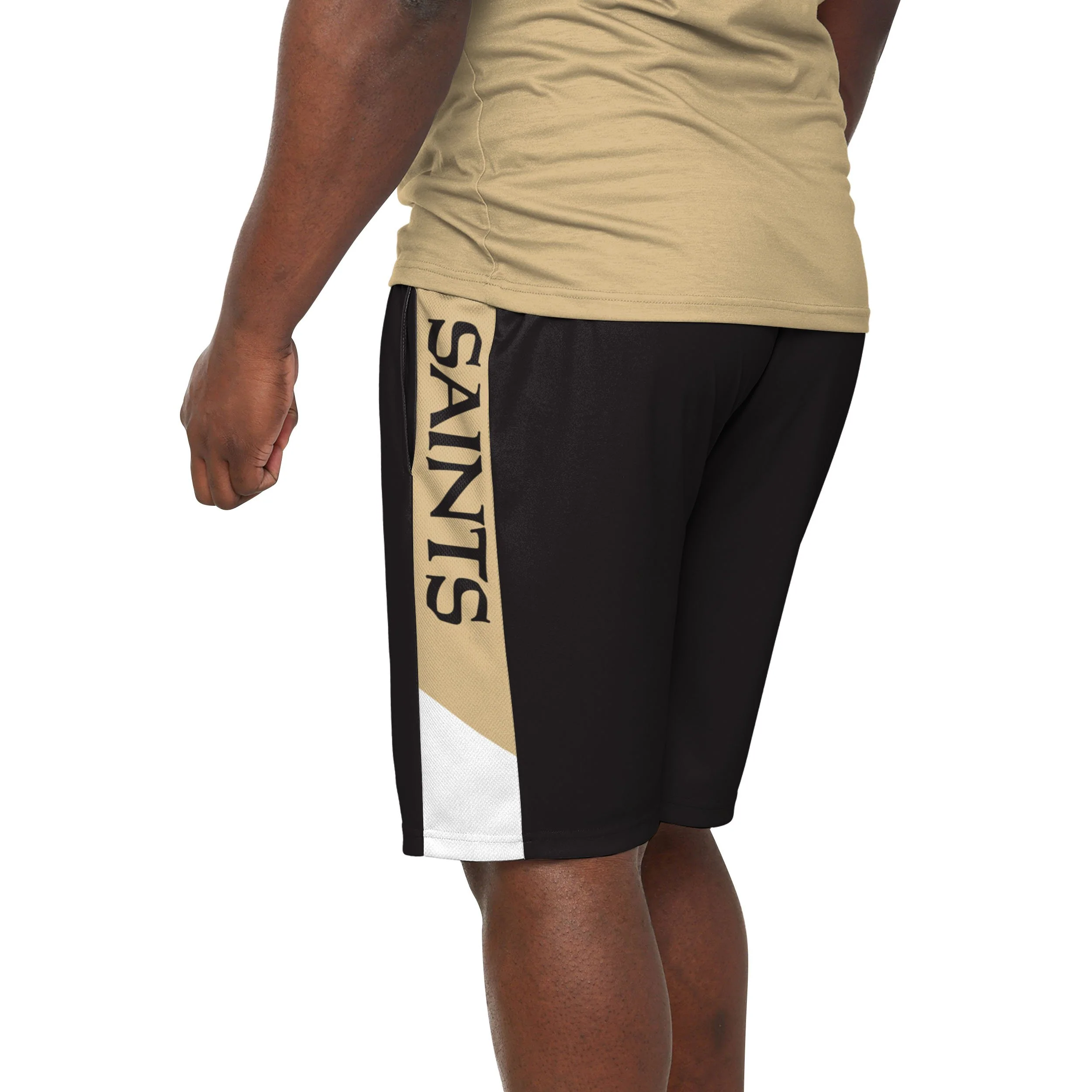 New Orleans Saints NFL Mens Side Stripe Training Shorts - Image 3