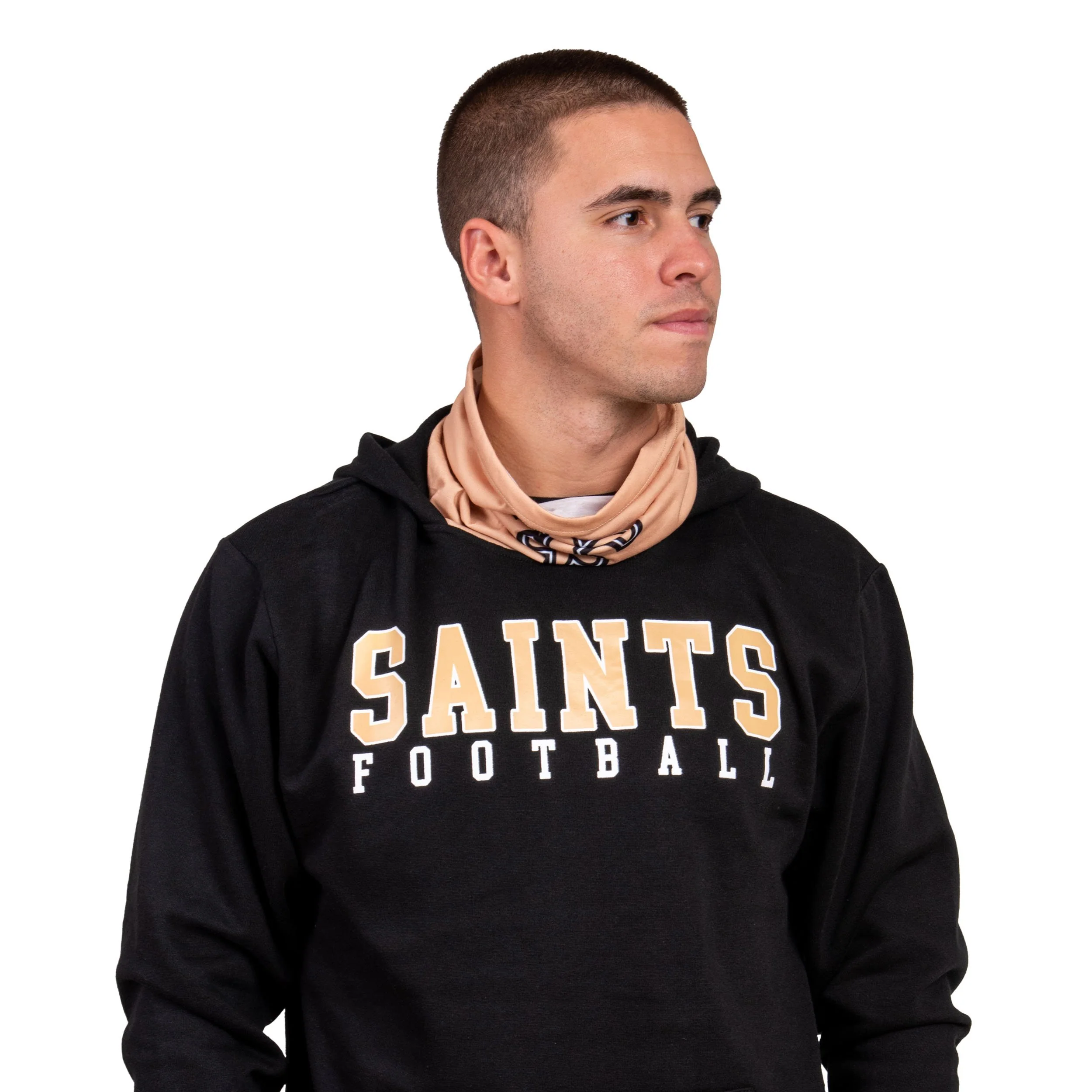 New Orleans Saints NFL Mens Solid Gaiter Hoodie - Image 3