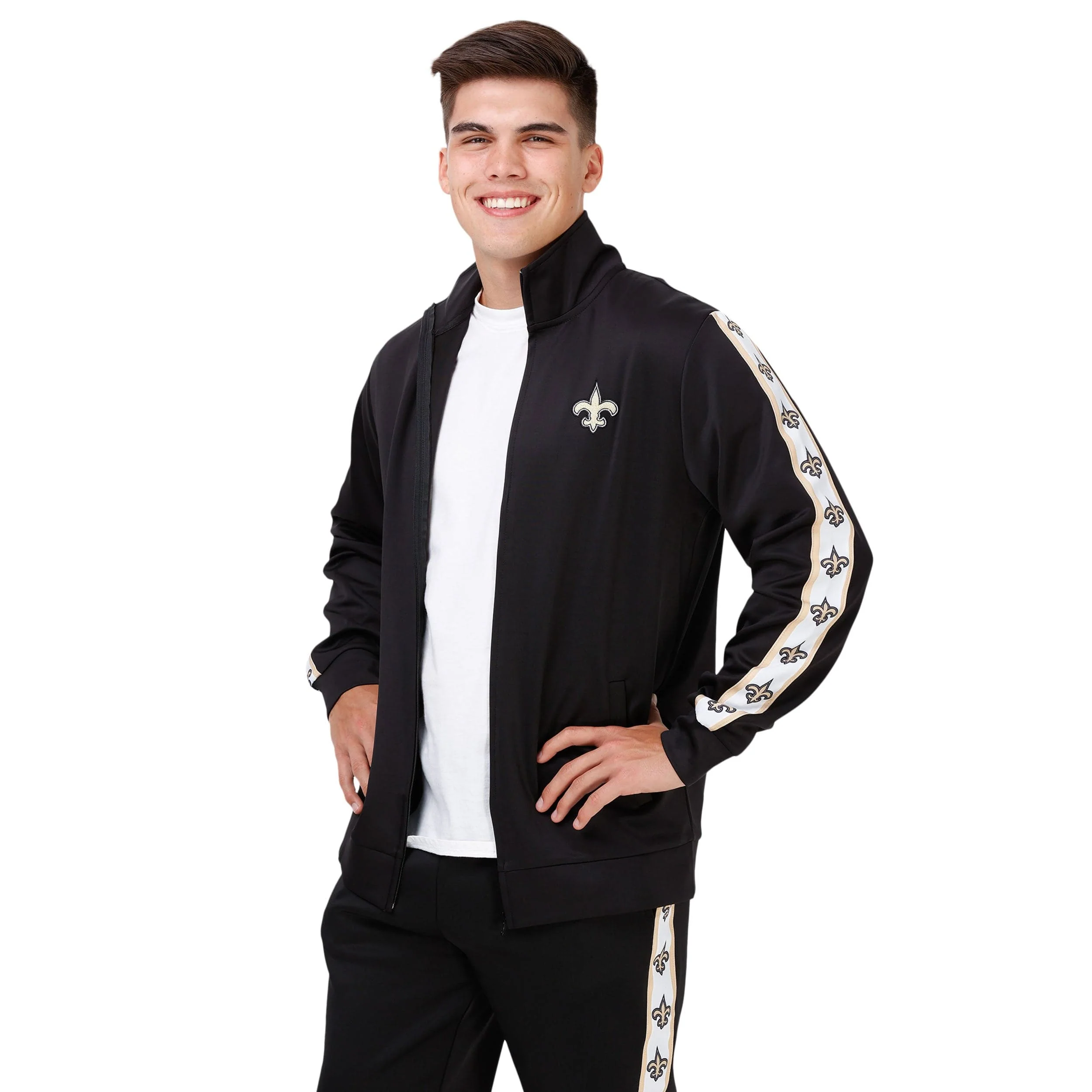 New Orleans Saints NFL Mens Stripe Logo Track Jacket - Image 5