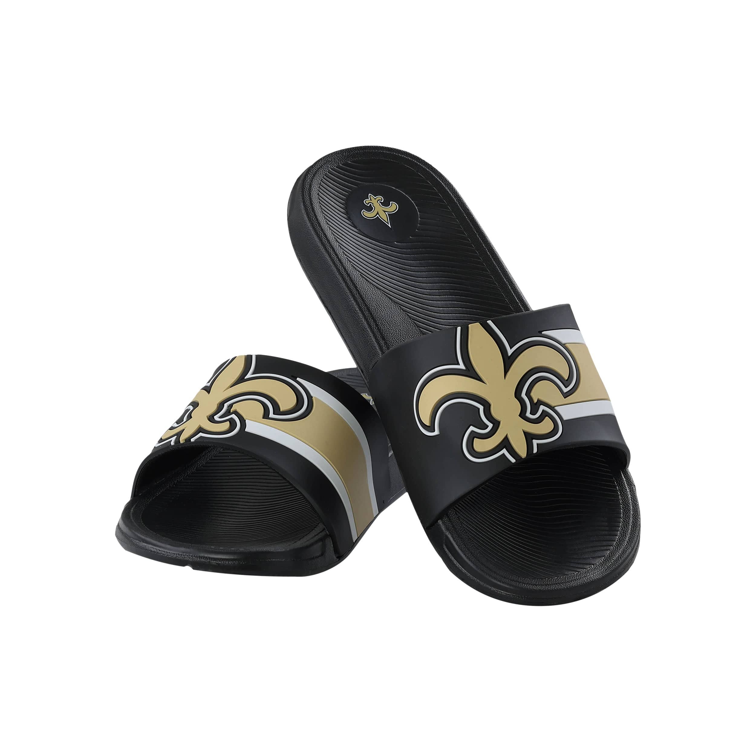 New Orleans Saints NFL Mens Striped Big Logo Raised Slide