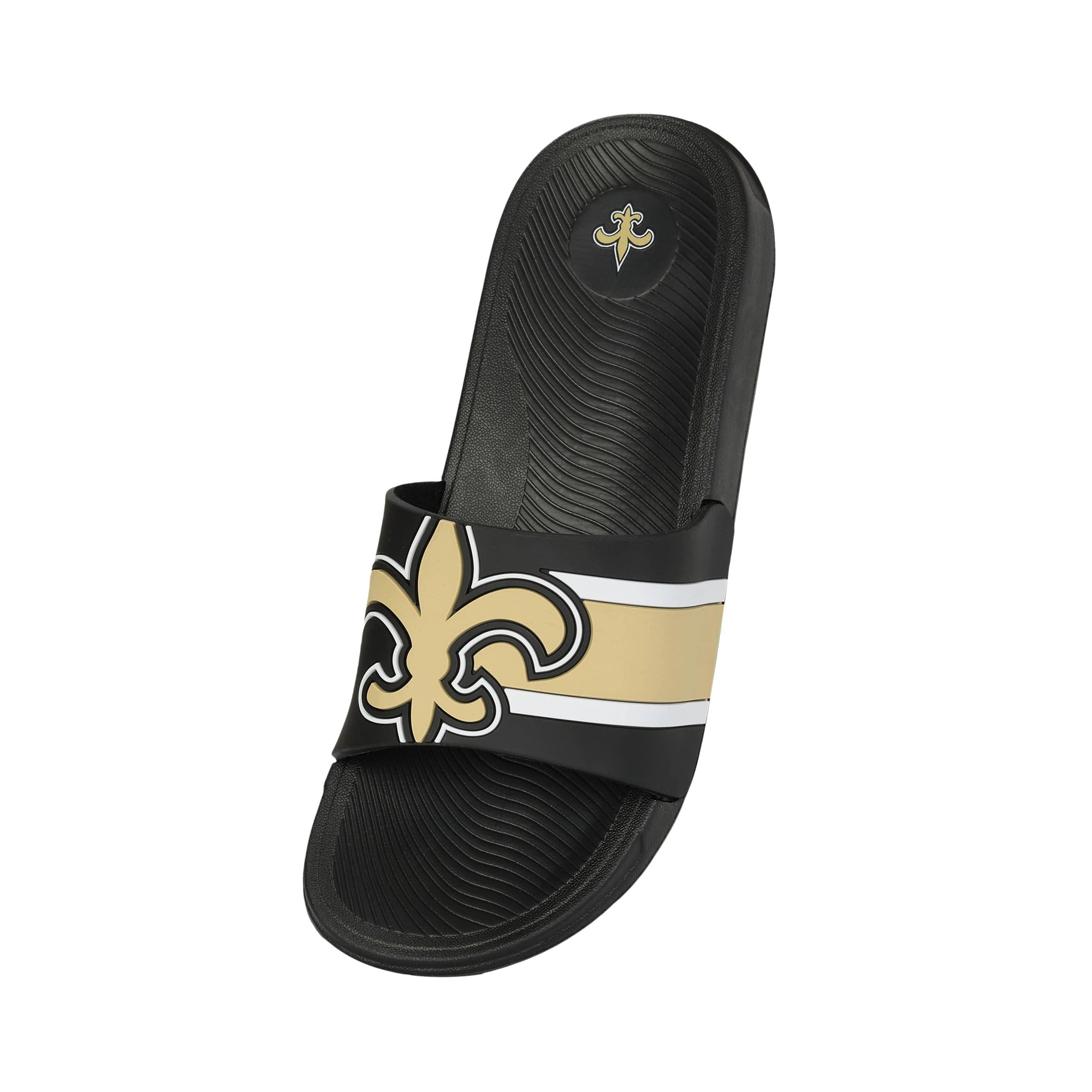 New Orleans Saints NFL Mens Striped Big Logo Raised Slide - Image 3