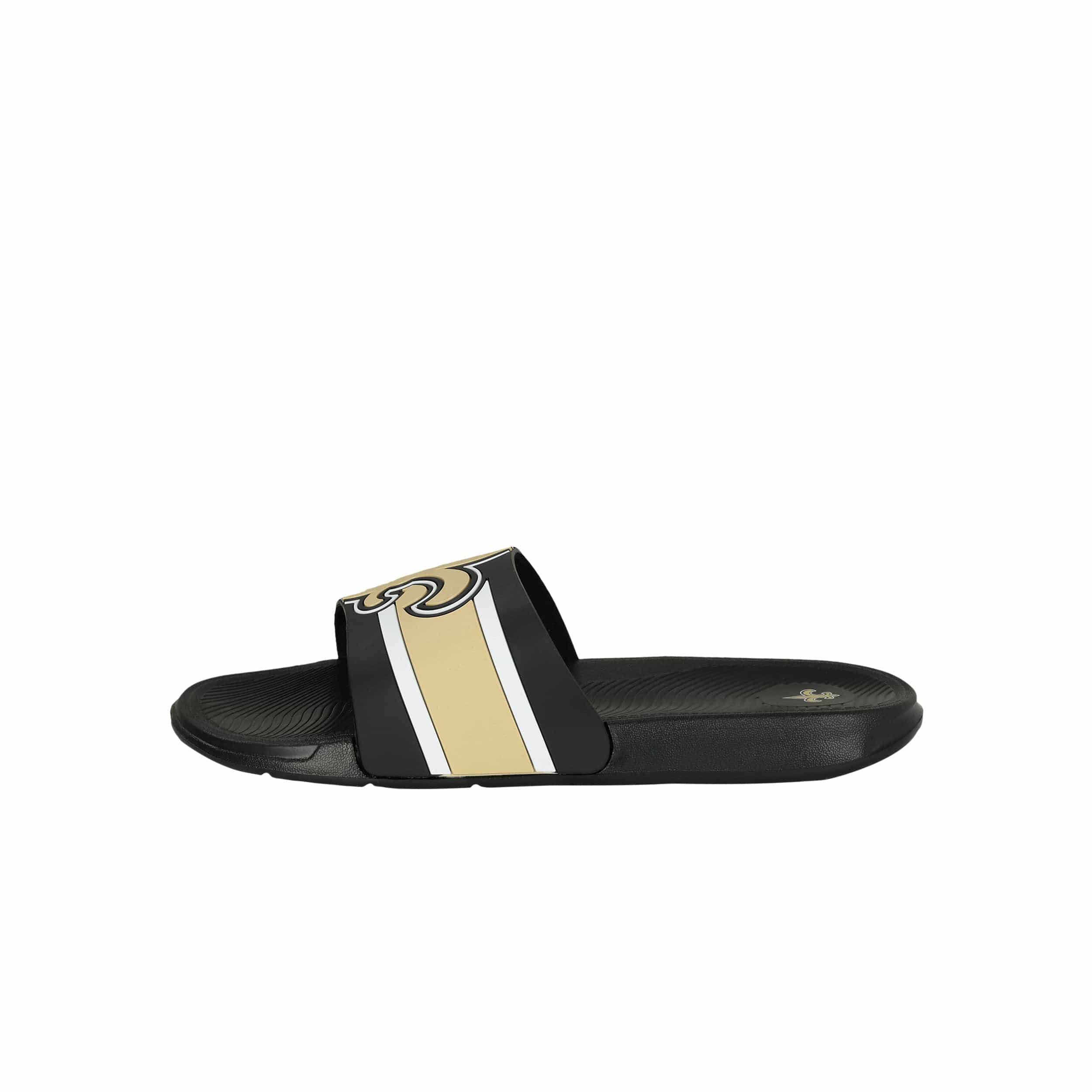 New Orleans Saints NFL Mens Striped Big Logo Raised Slide - Image 4