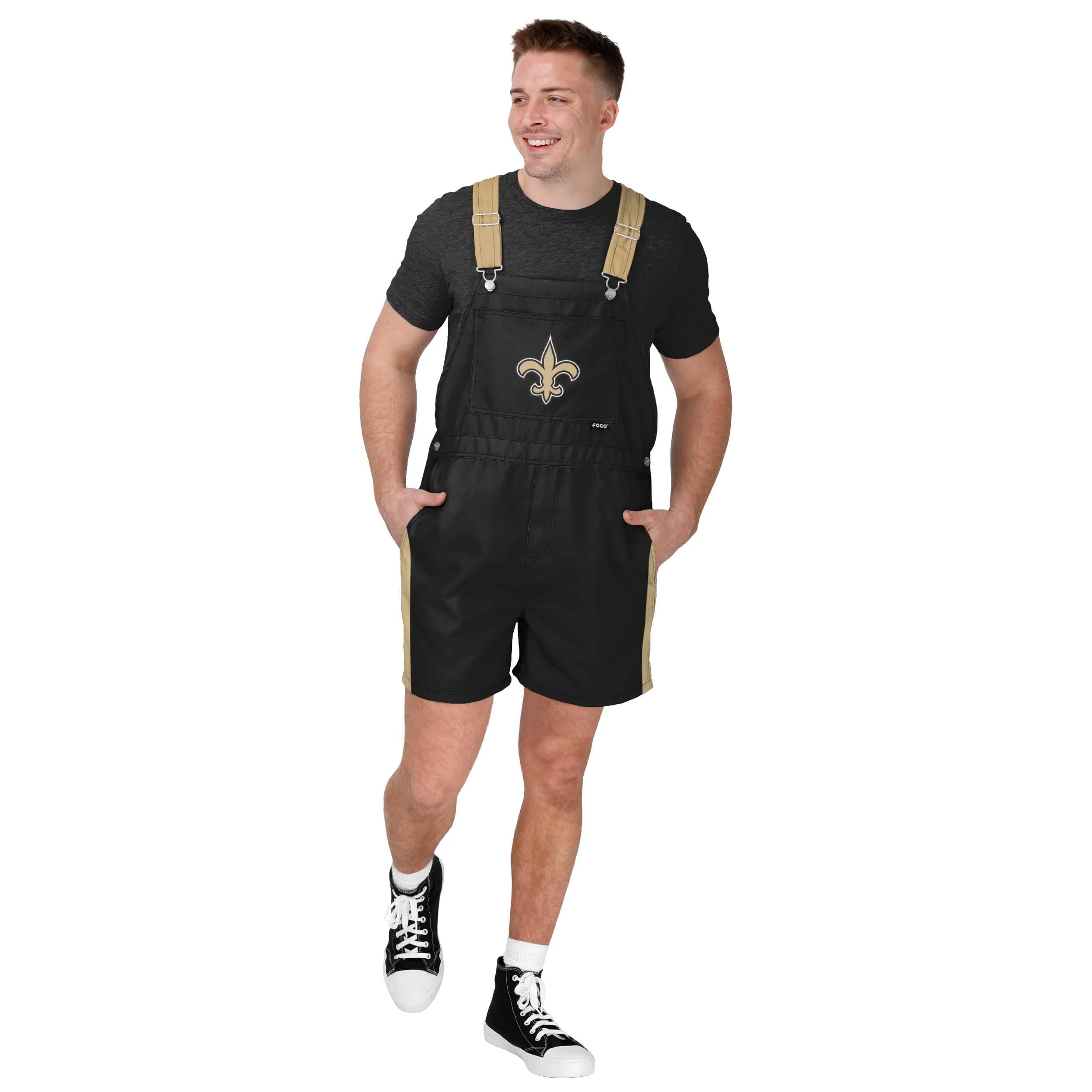 New Orleans Saints NFL Mens Team Stripe Bib Shortalls