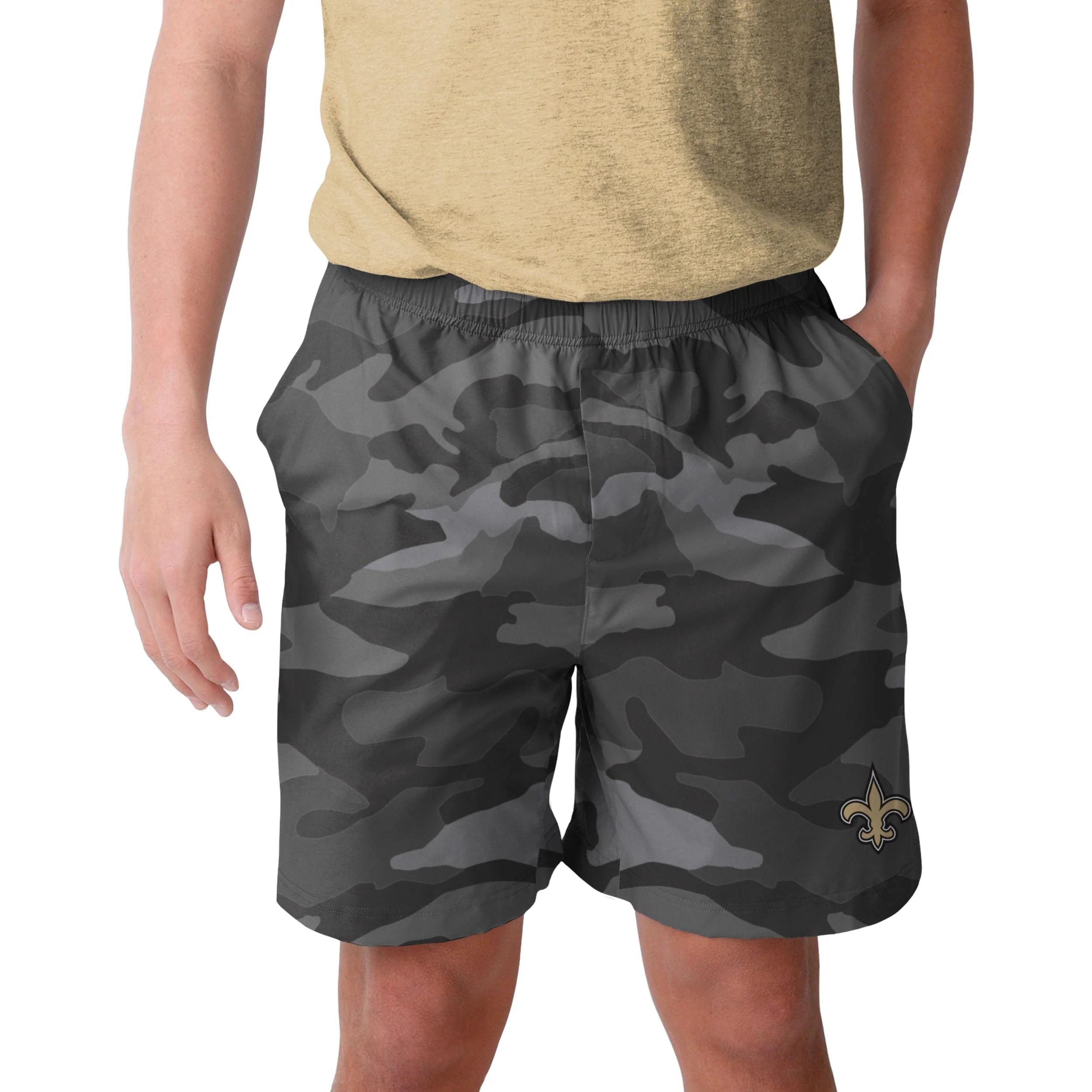 New Orleans Saints NFL Mens Tonal Camo Woven Shorts - Image 2