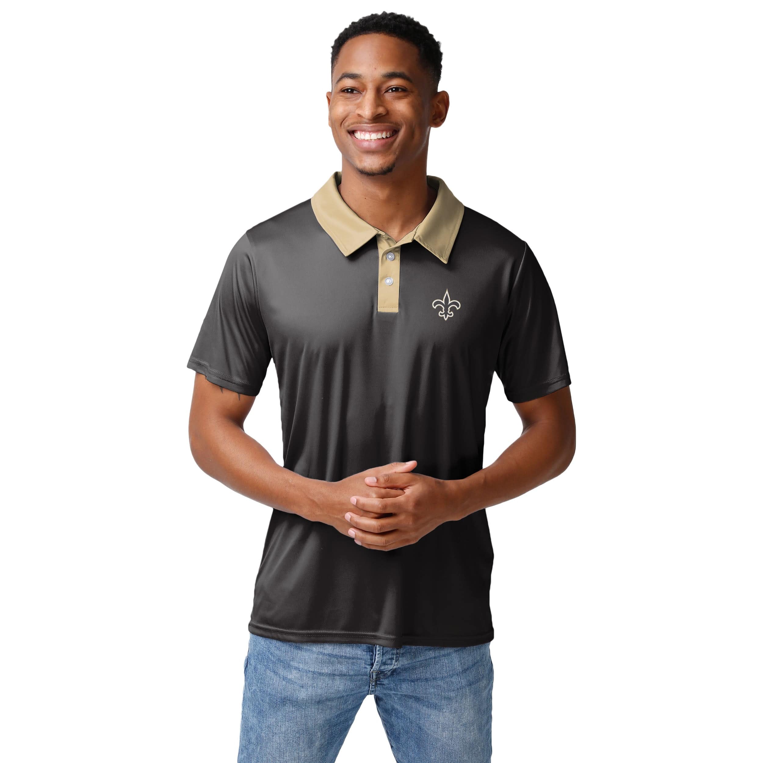 New Orleans Saints NFL Mens Workday Warrior Polyester Polo - Image 2