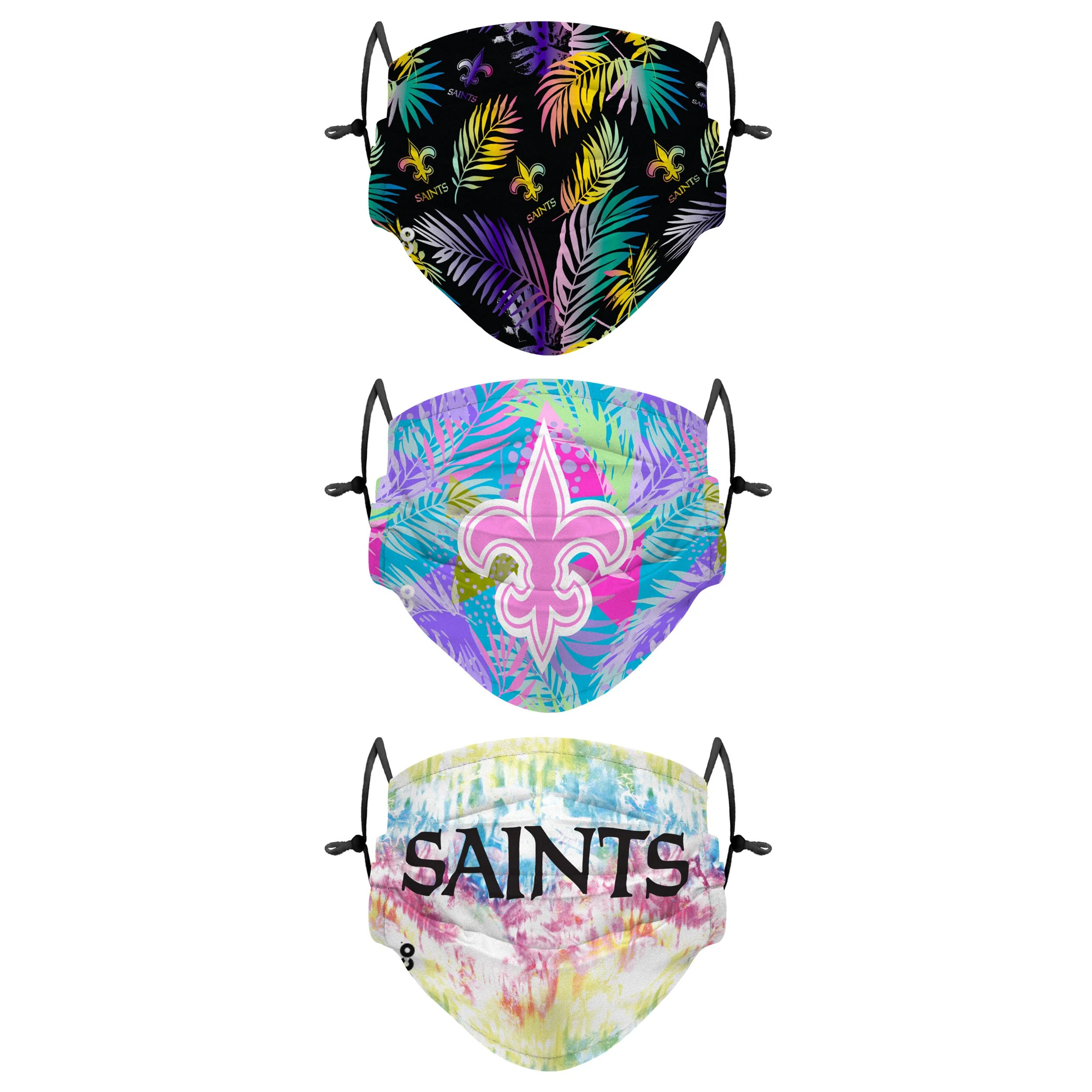 New Orleans Saints NFL Neon Floral 3 Pack Face Cover