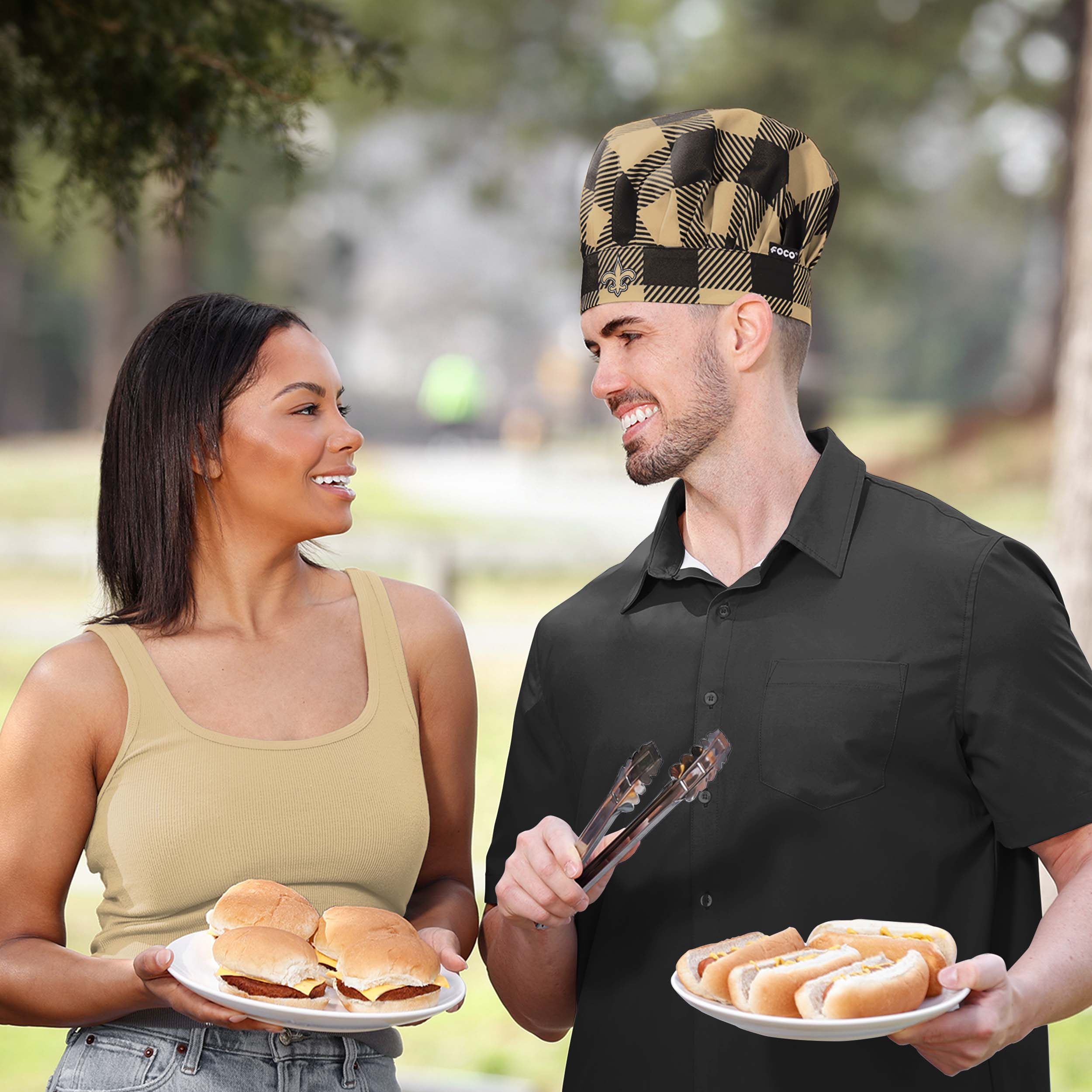 New Orleans Saints NFL Plaid Chef Hat - Image 3