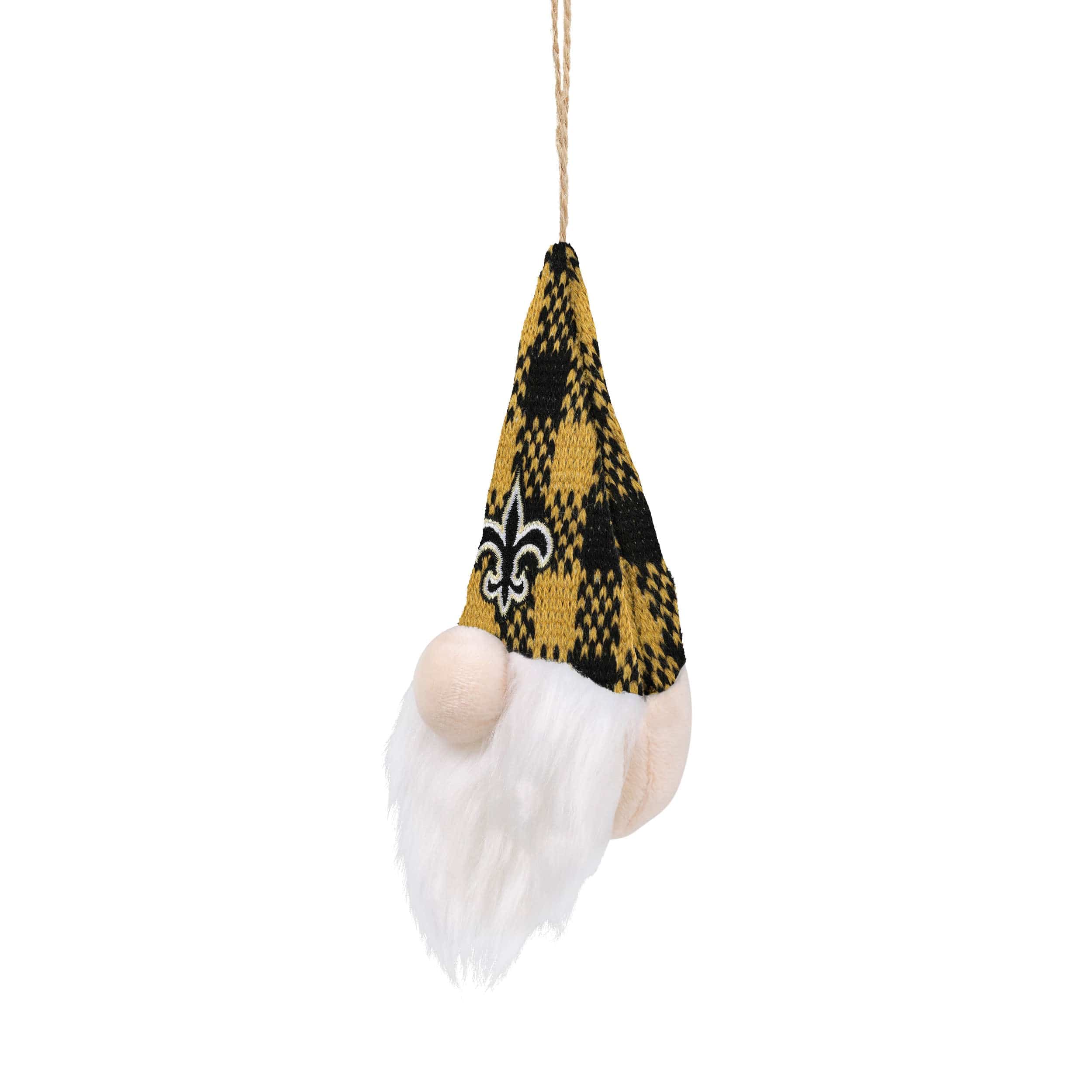 New Orleans Saints NFL Plaid Hat Plush Gnome Ornament - Image 2