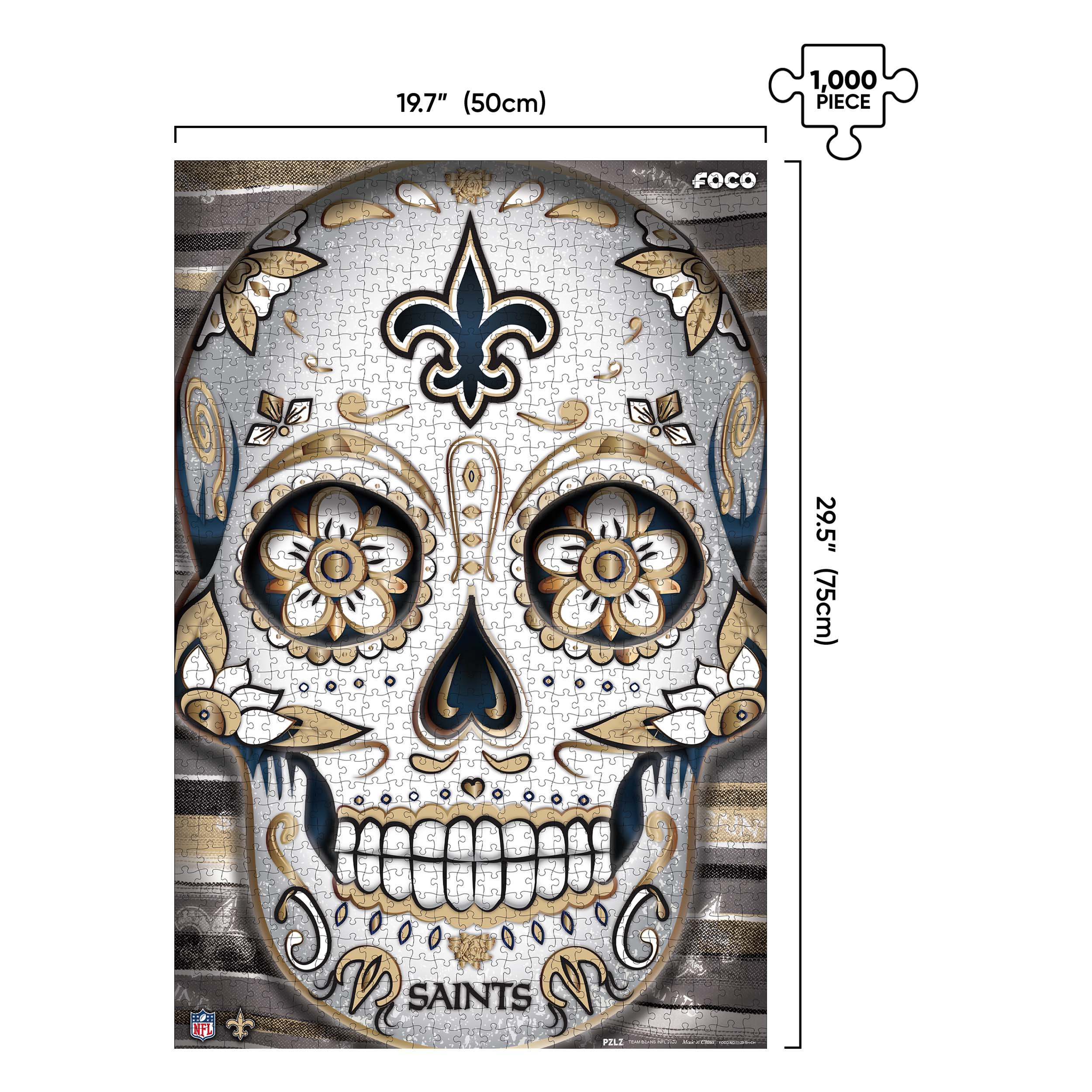 New Orleans Saints NFL Sugar Skull 1000 Piece Jigsaw Puzzle PZLZ - Image 2