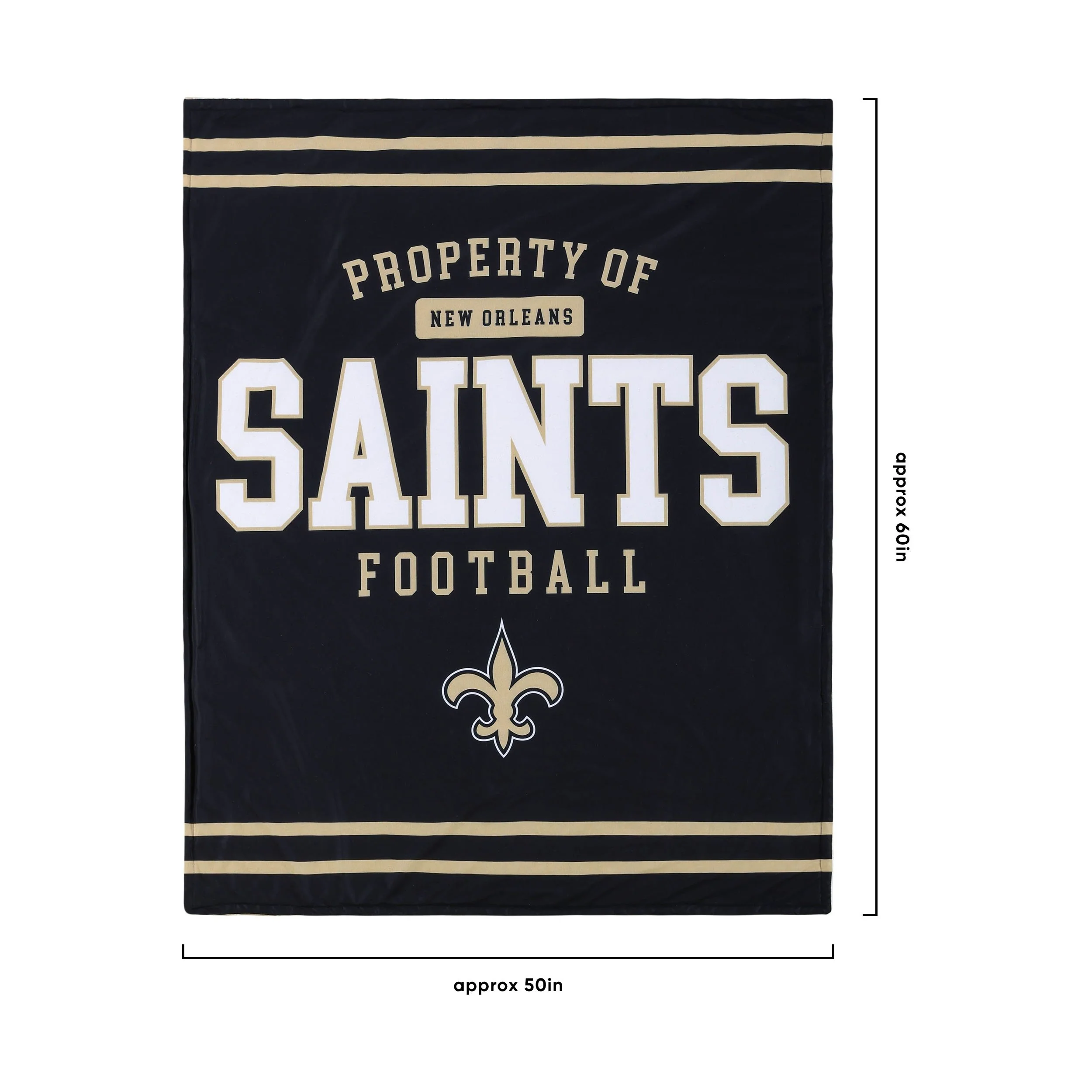 New Orleans Saints NFL Team Property Sherpa Plush Throw Blanket - Image 3