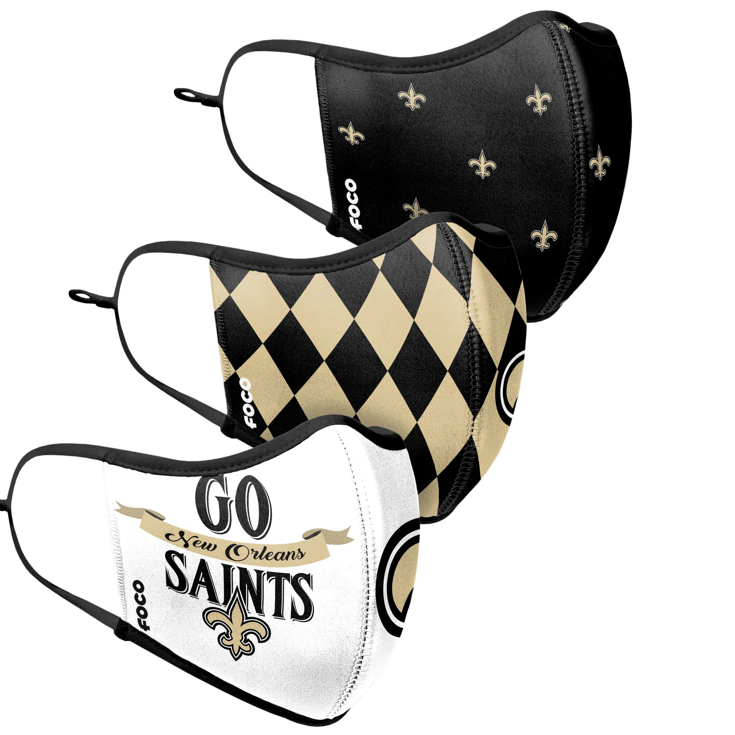New Orleans Saints NFL Thematic Sport 3 Pack Face Cover - Image 3