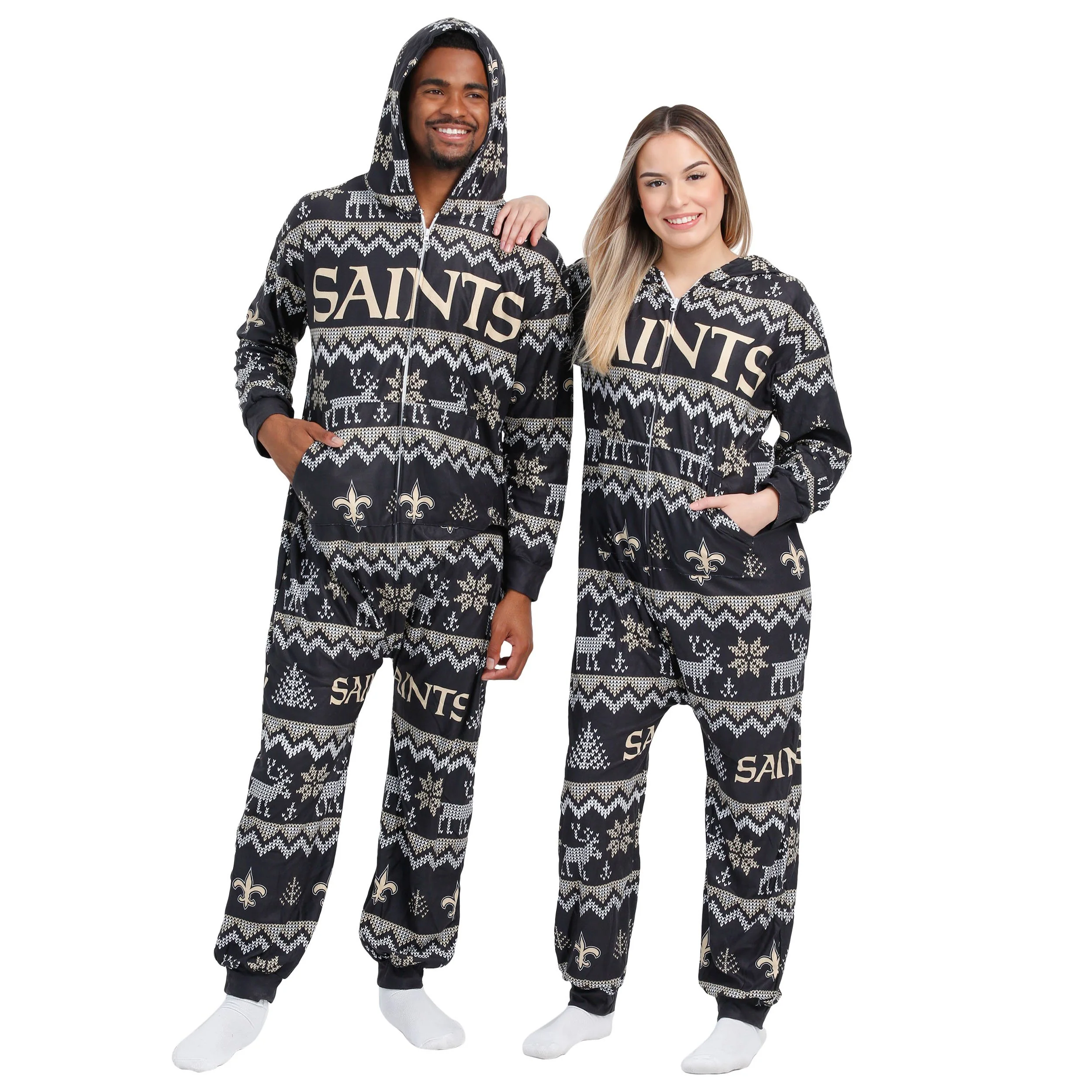 New Orleans Saints NFL Ugly Pattern One Piece Pajamas