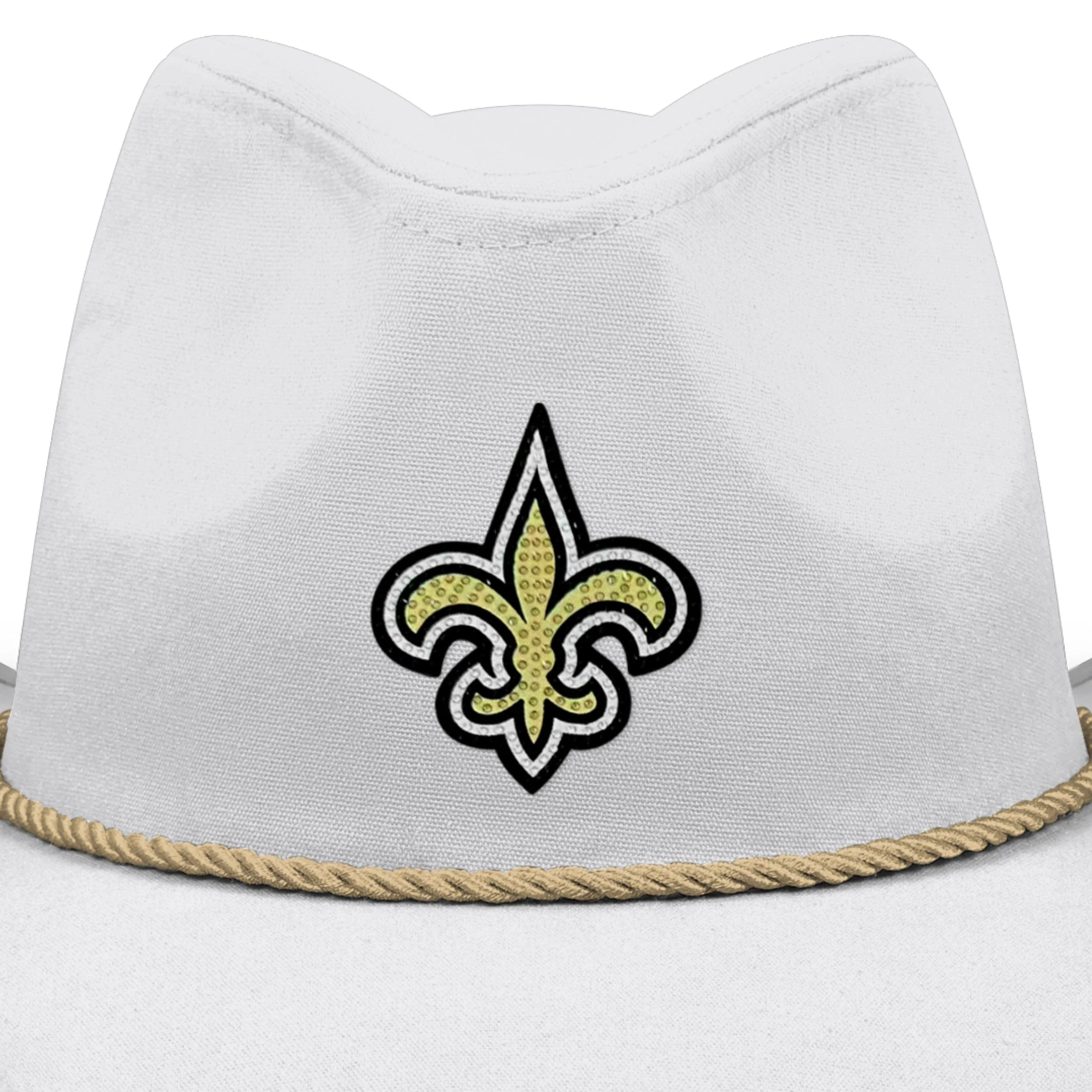 New Orleans Saints NFL White Rhinestone Logo Cowboy Hat - Image 2