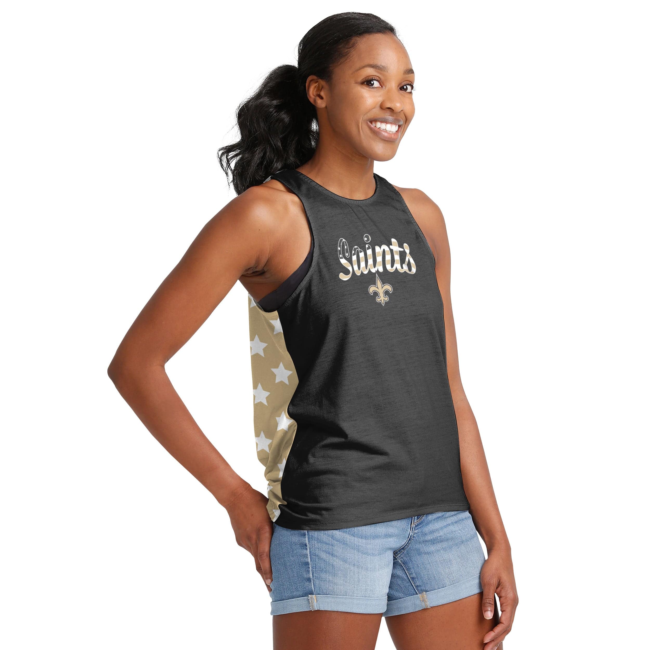 New Orleans Saints NFL Womens Americana Tie-Breaker Sleeveless Top - Image 2
