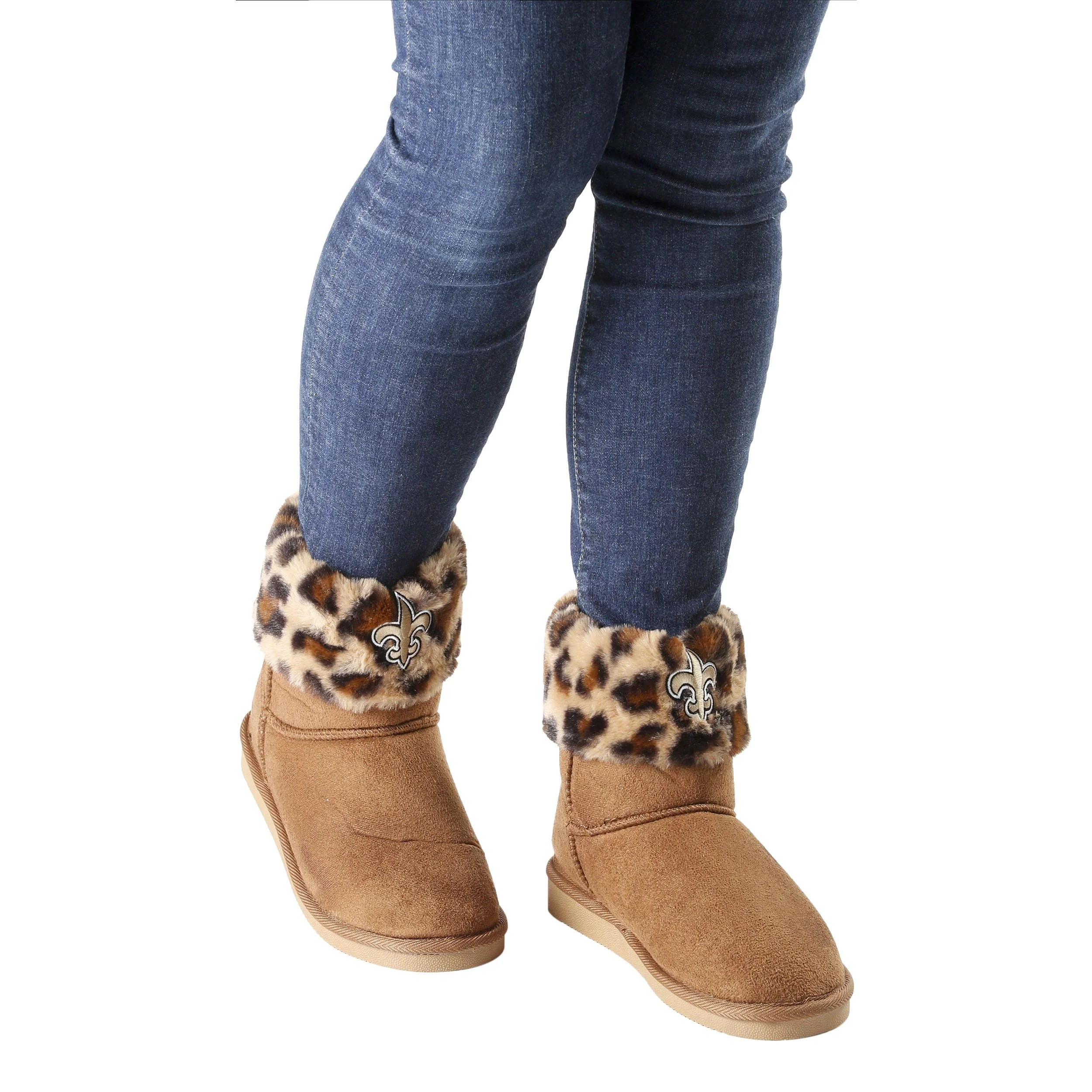 New Orleans Saints NFL Womens Cheetah Fur Boots - Image 5