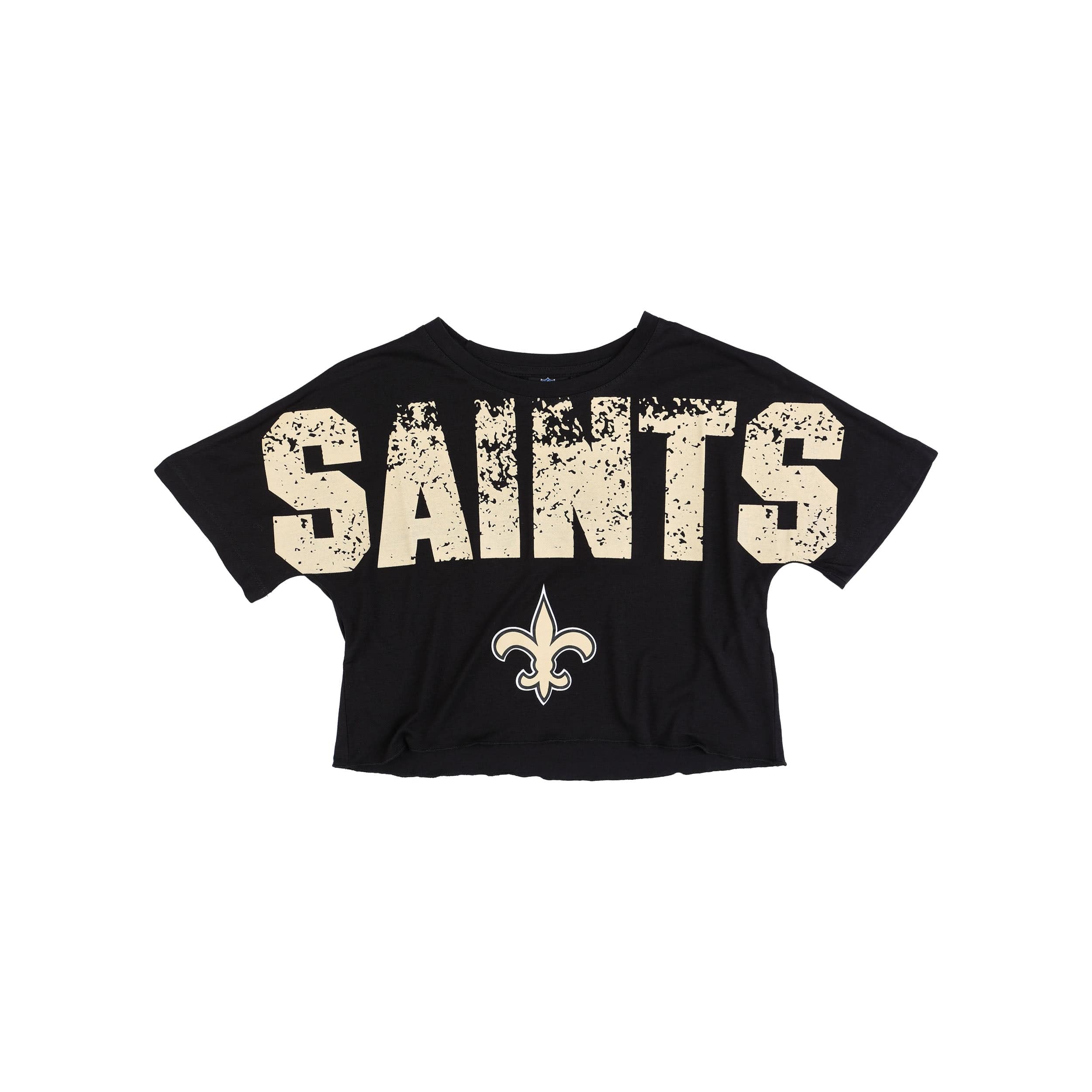 New Orleans Saints NFL Womens Distressed Wordmark Crop Top - Image 3