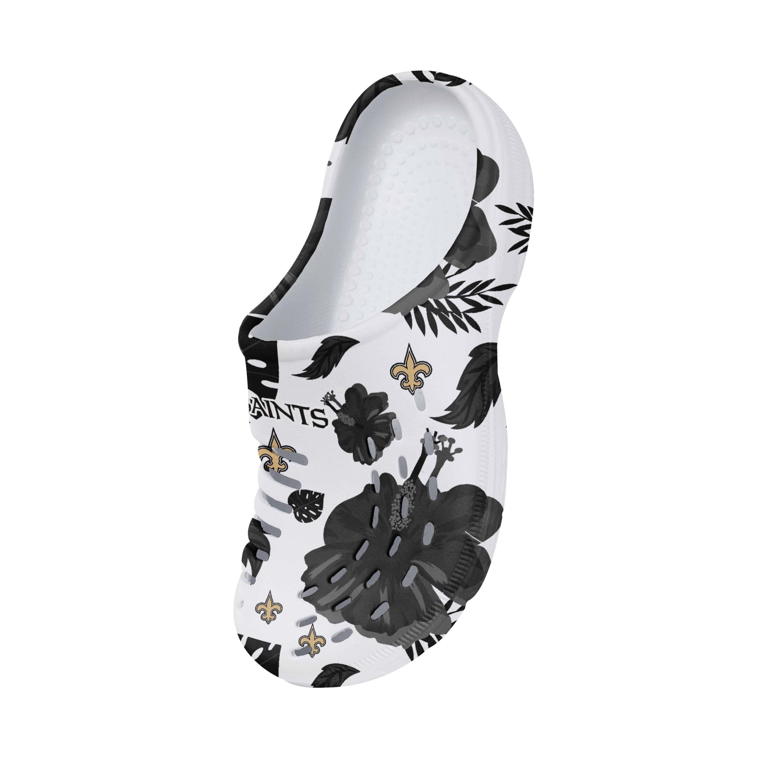 New Orleans Saints NFL Womens Floral White Clog - Image 3