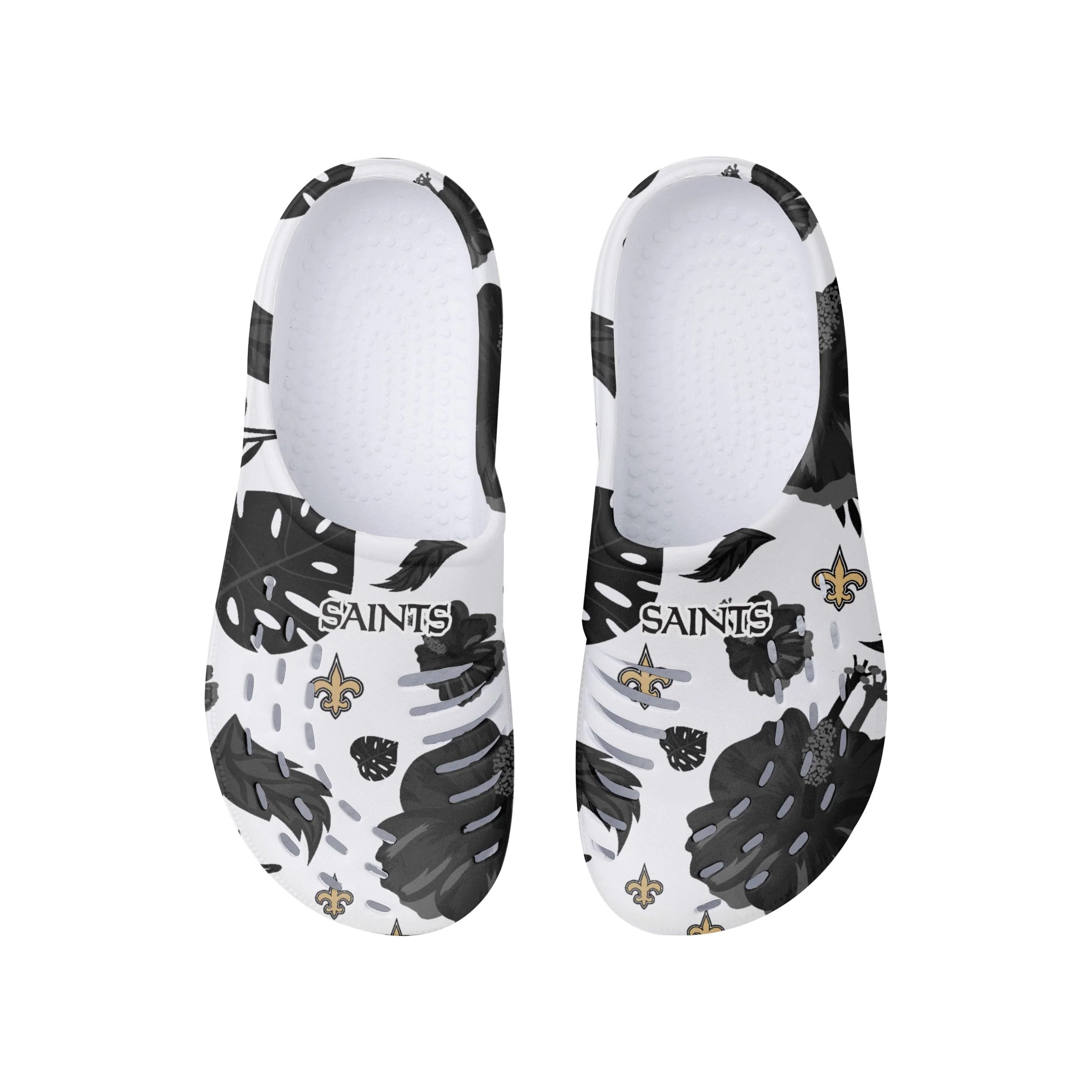 New Orleans Saints NFL Womens Floral White Clog - Image 4