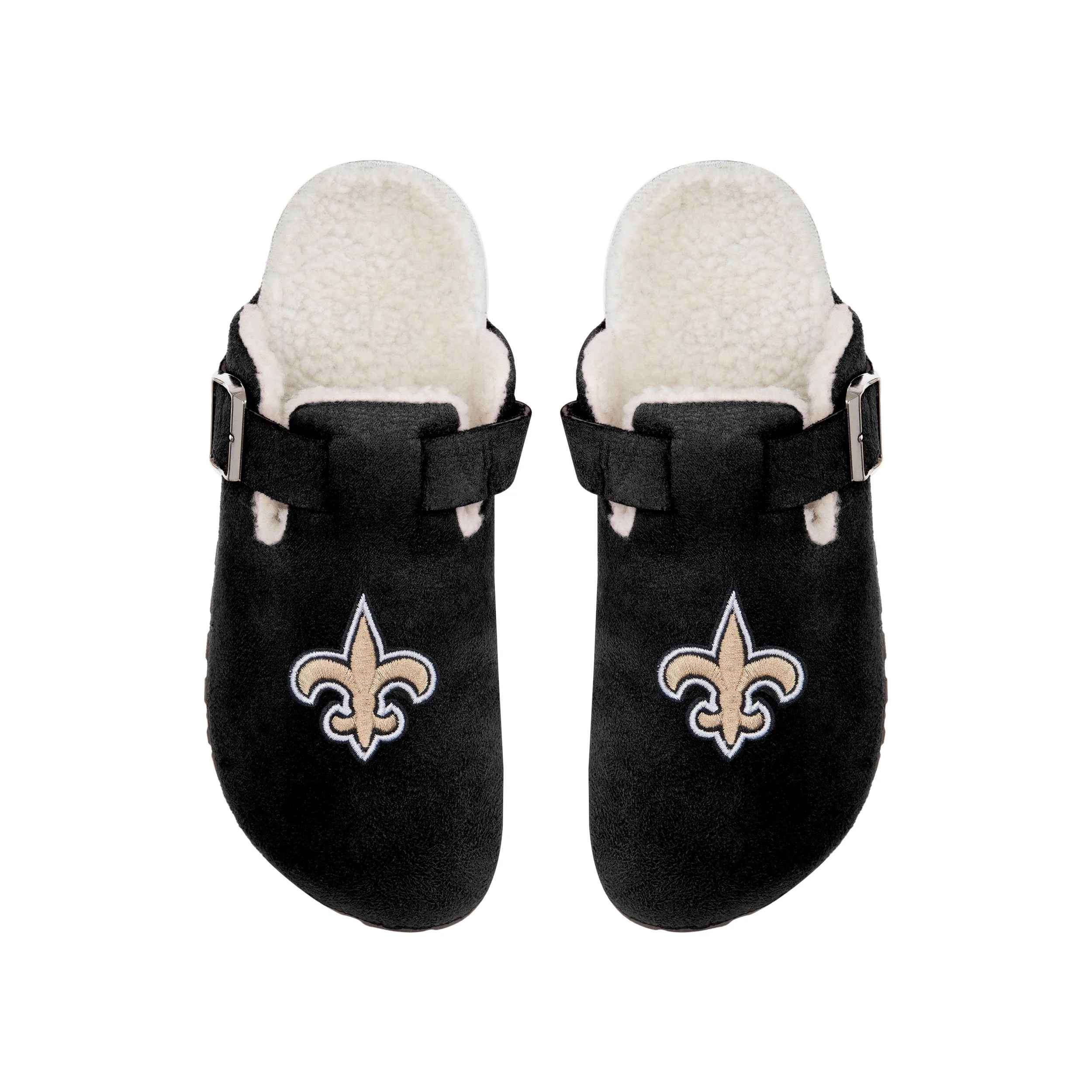 New Orleans Saints NFL Womens Fur Buckle Clog Slippers - Image 2