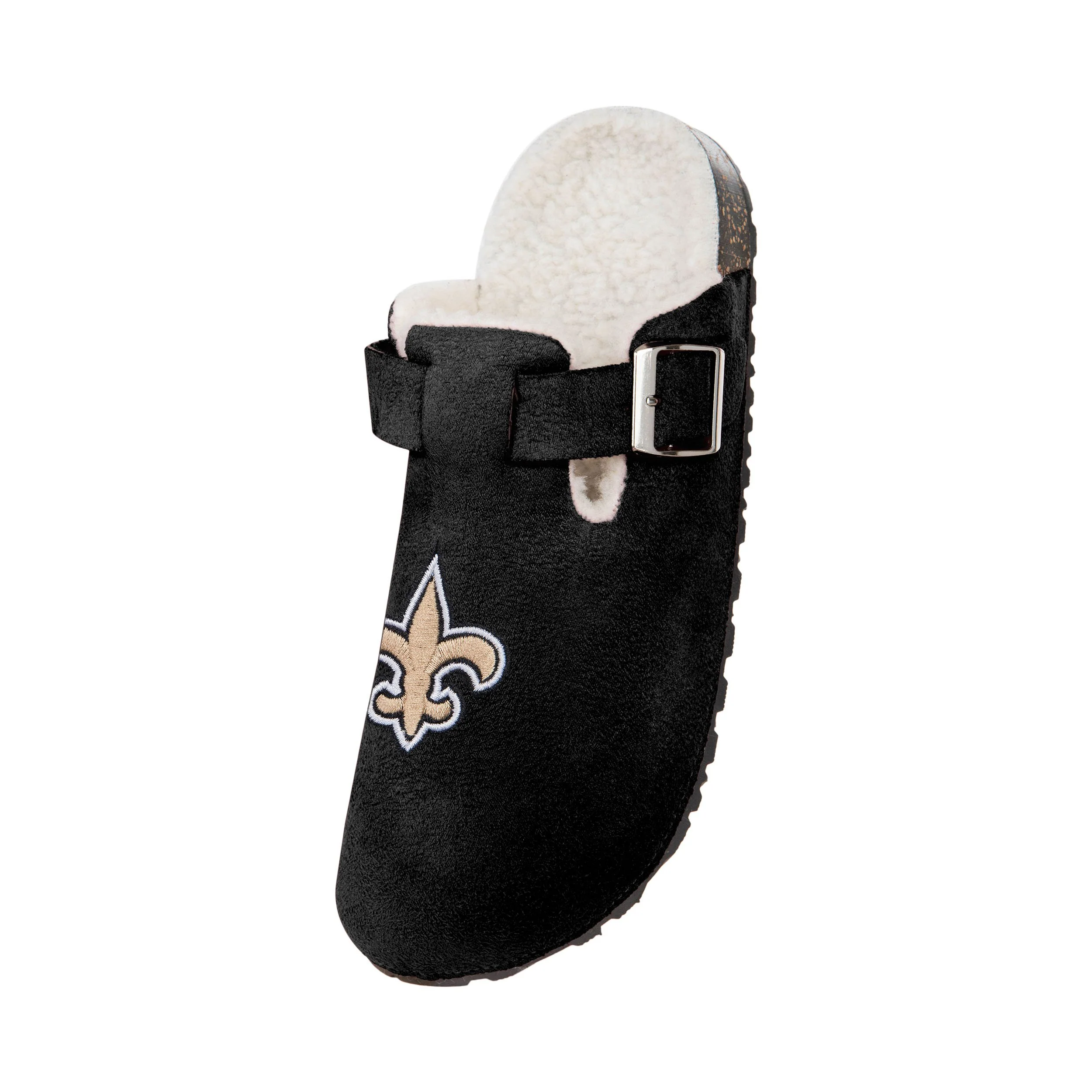 New Orleans Saints NFL Womens Fur Buckle Clog Slippers - Image 3