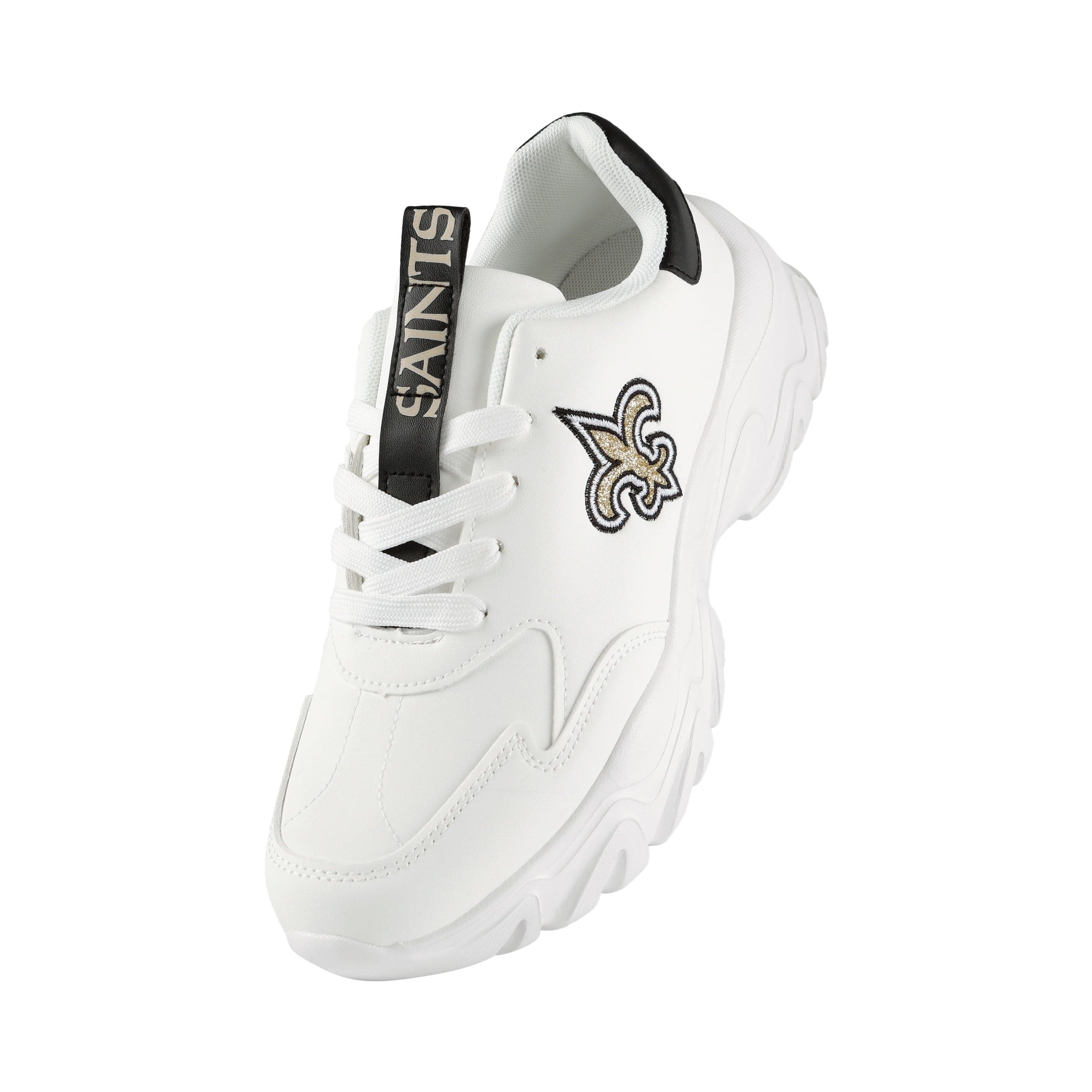 New Orleans Saints NFL Womens Glitter Big Logo Vintage White Chunky Sneaker - Image 2