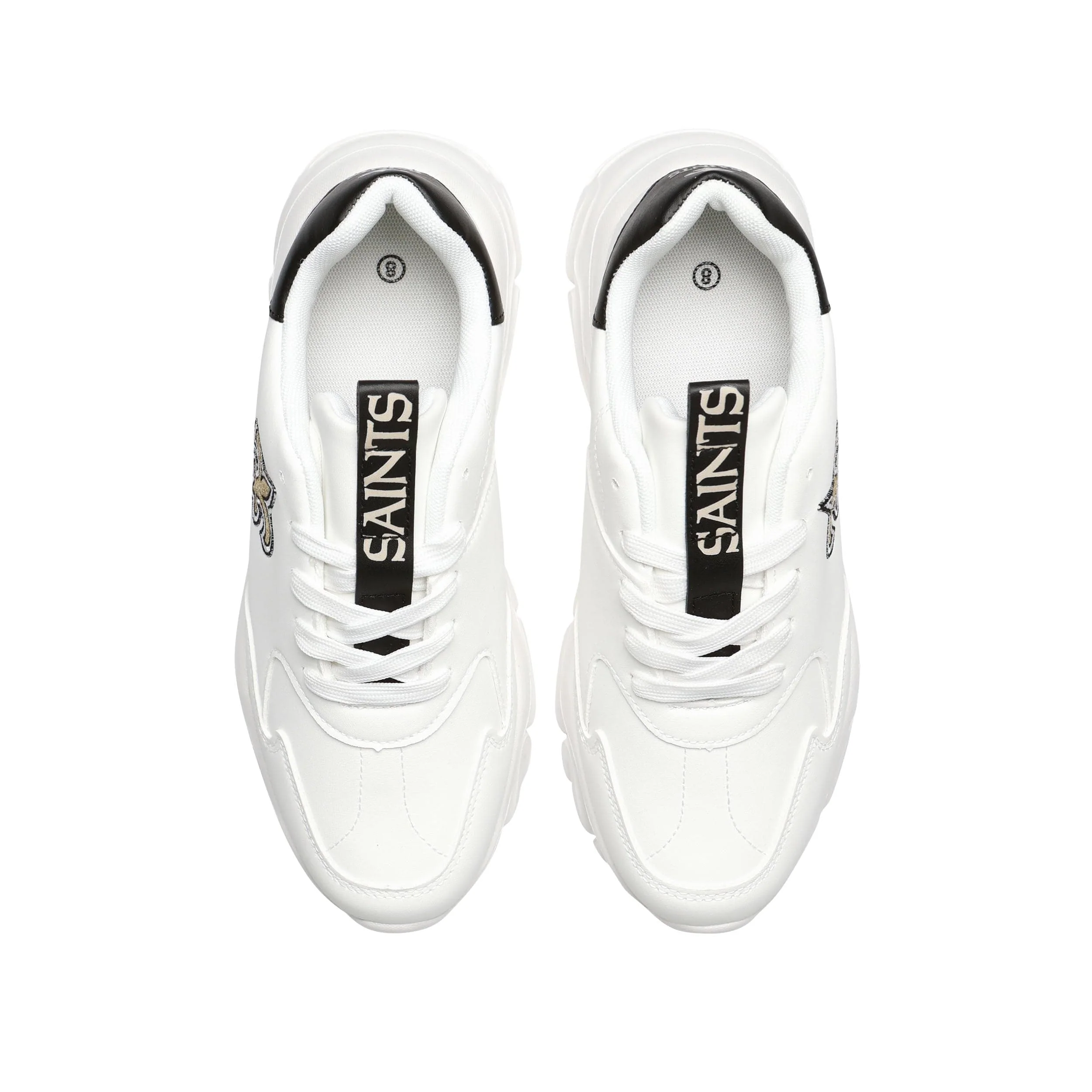 New Orleans Saints NFL Womens Glitter Big Logo Vintage White Chunky Sneaker - Image 4