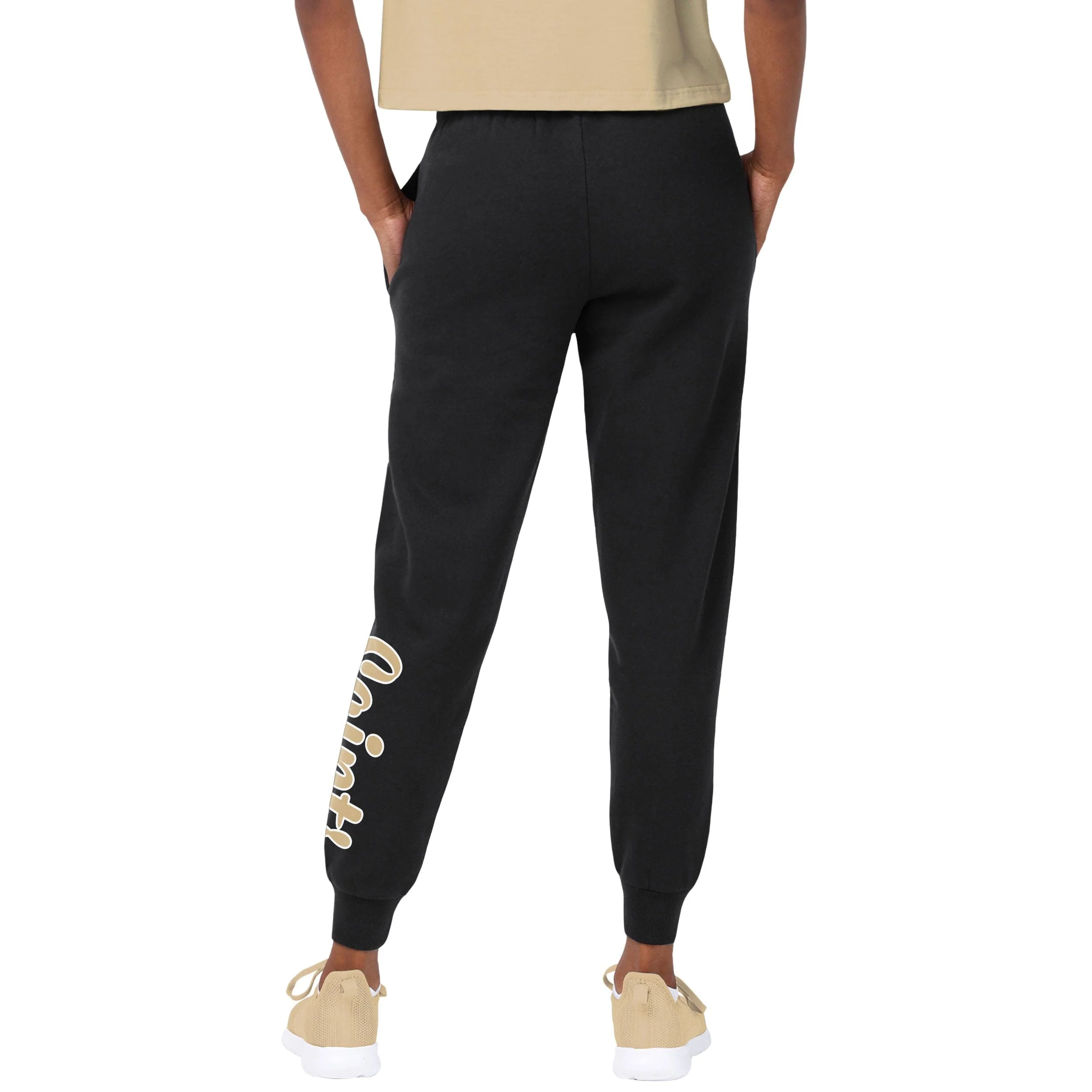 New Orleans Saints NFL Womens Script Wordmark Black Joggers - Image 2