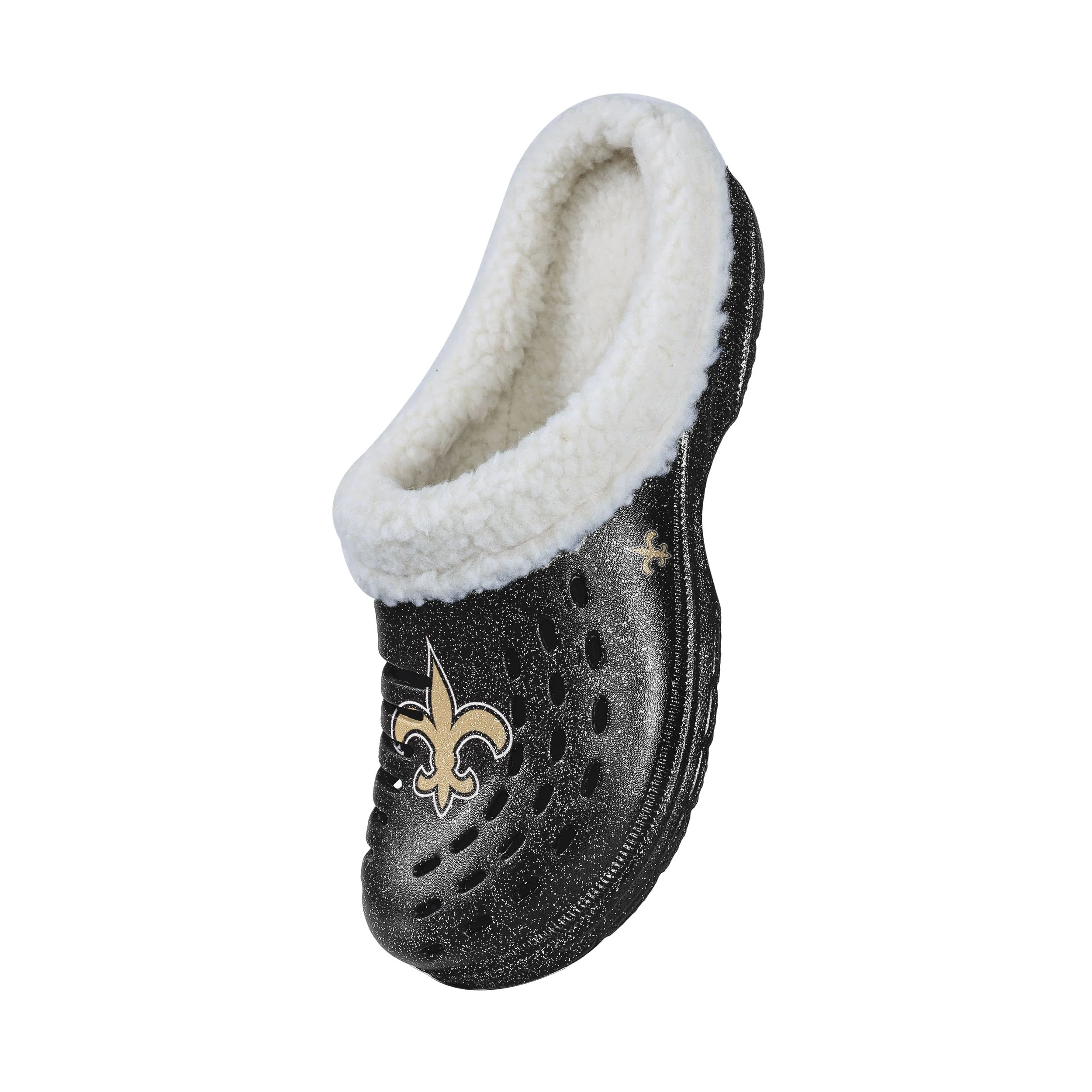 New Orleans Saints NFL Womens Sherpa Lined Glitter Clog - Image 3