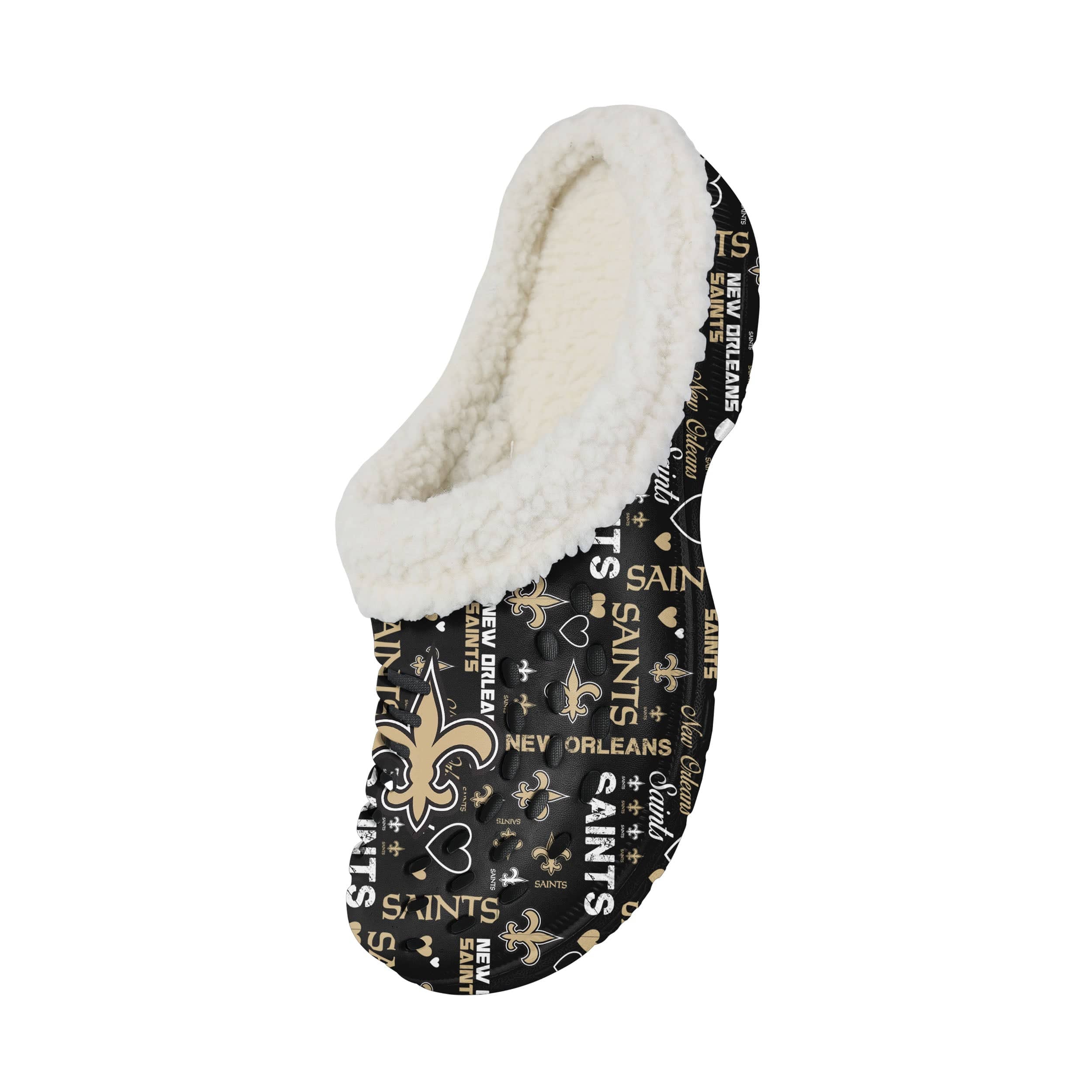 New Orleans Saints NFL Womens Sherpa Lined Logo Love Clog - Image 3