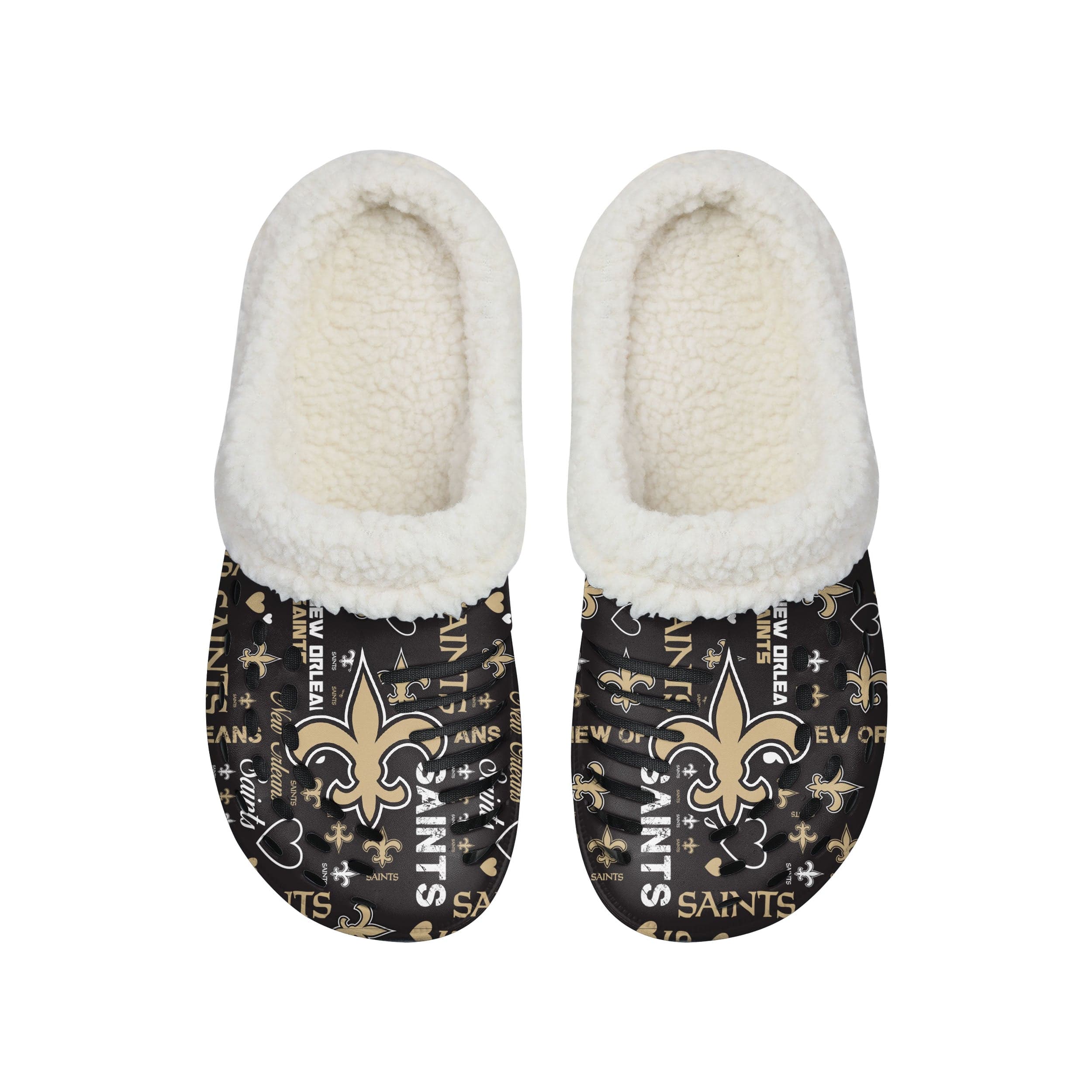New Orleans Saints NFL Womens Sherpa Lined Logo Love Clog - Image 4
