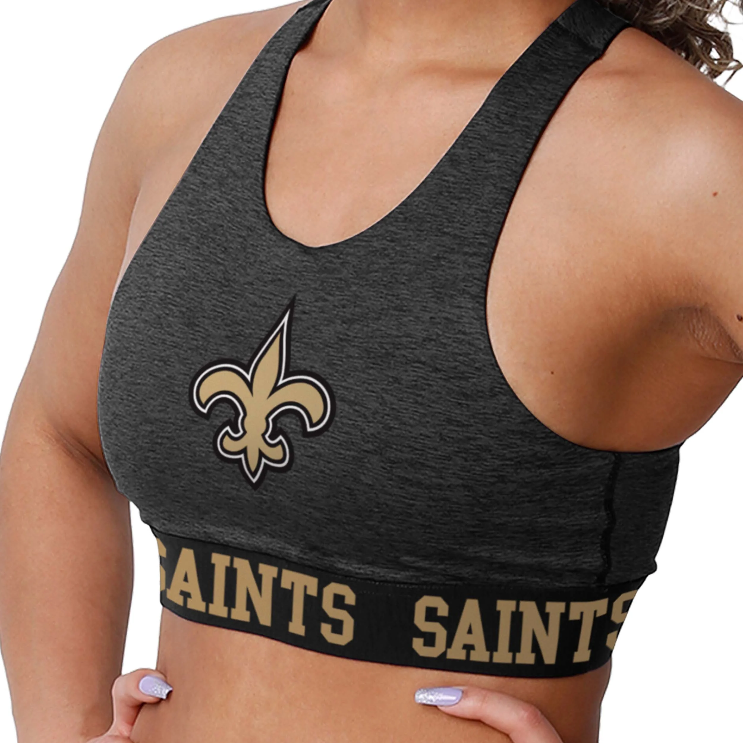 New Orleans Saints NFL Womens Team Color Static Sports Bra - Image 5