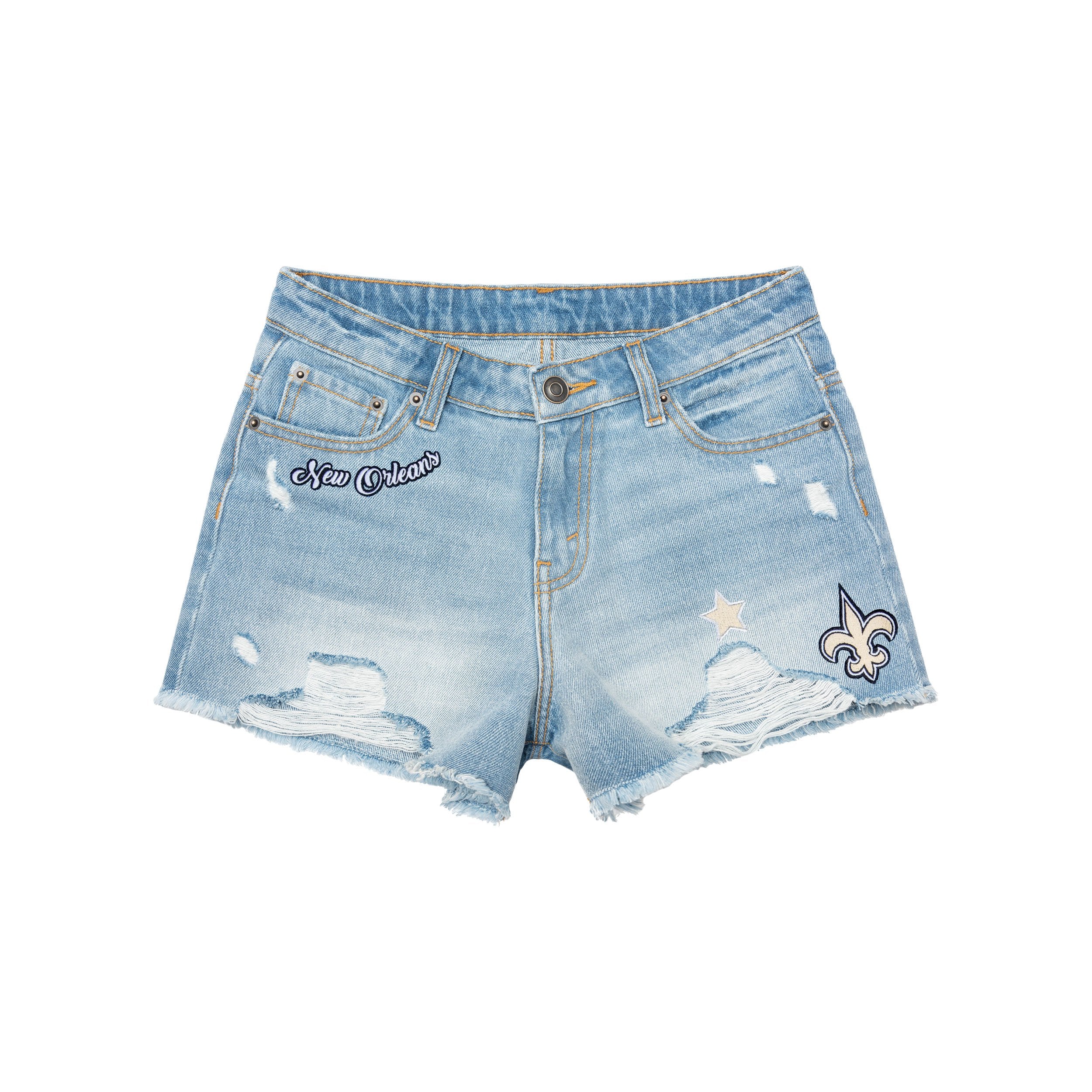 New Orleans Saints NFL Womens Team Logo Denim Shorts - Image 3