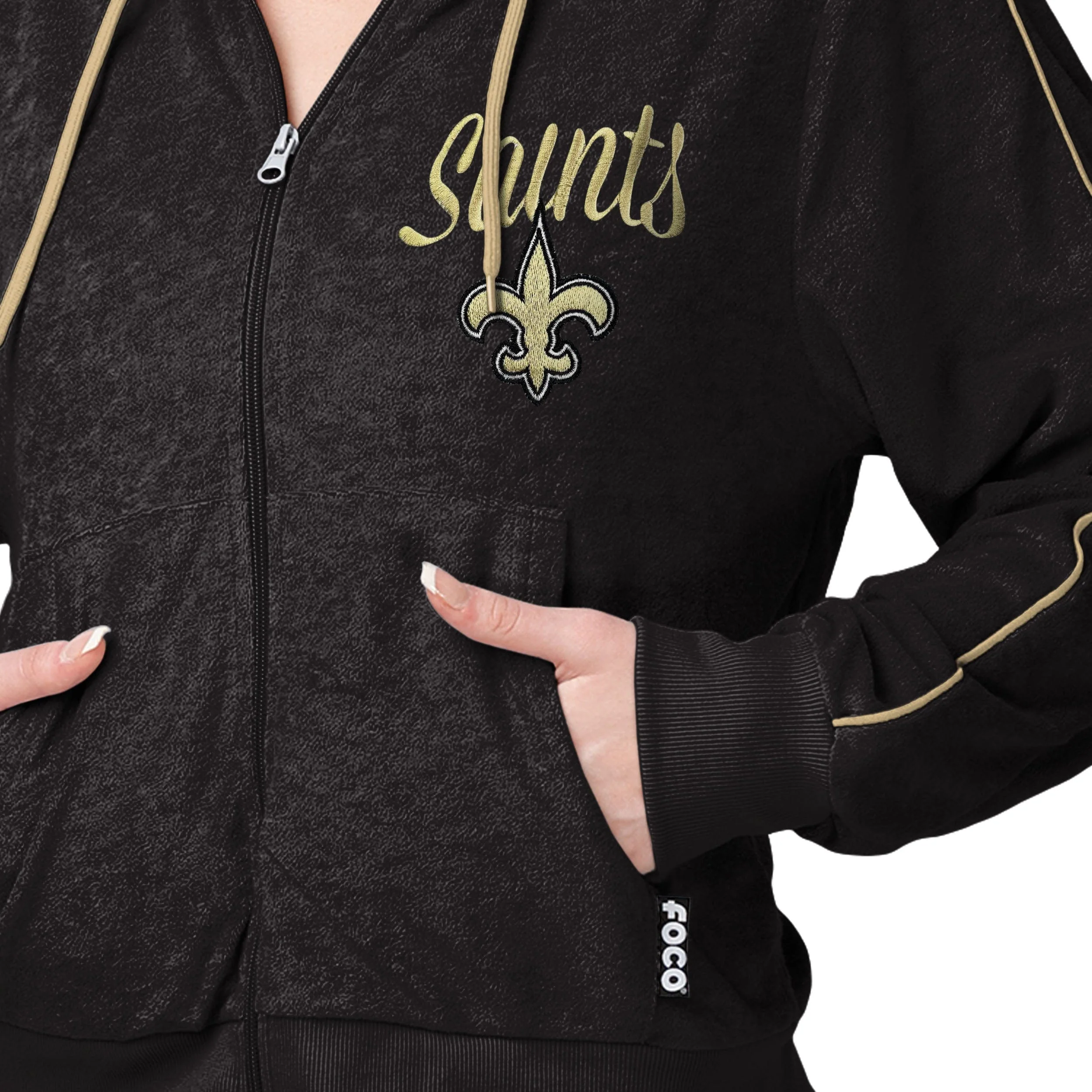 New Orleans Saints NFL Womens Terry Knit Zip Up Top - Image 4