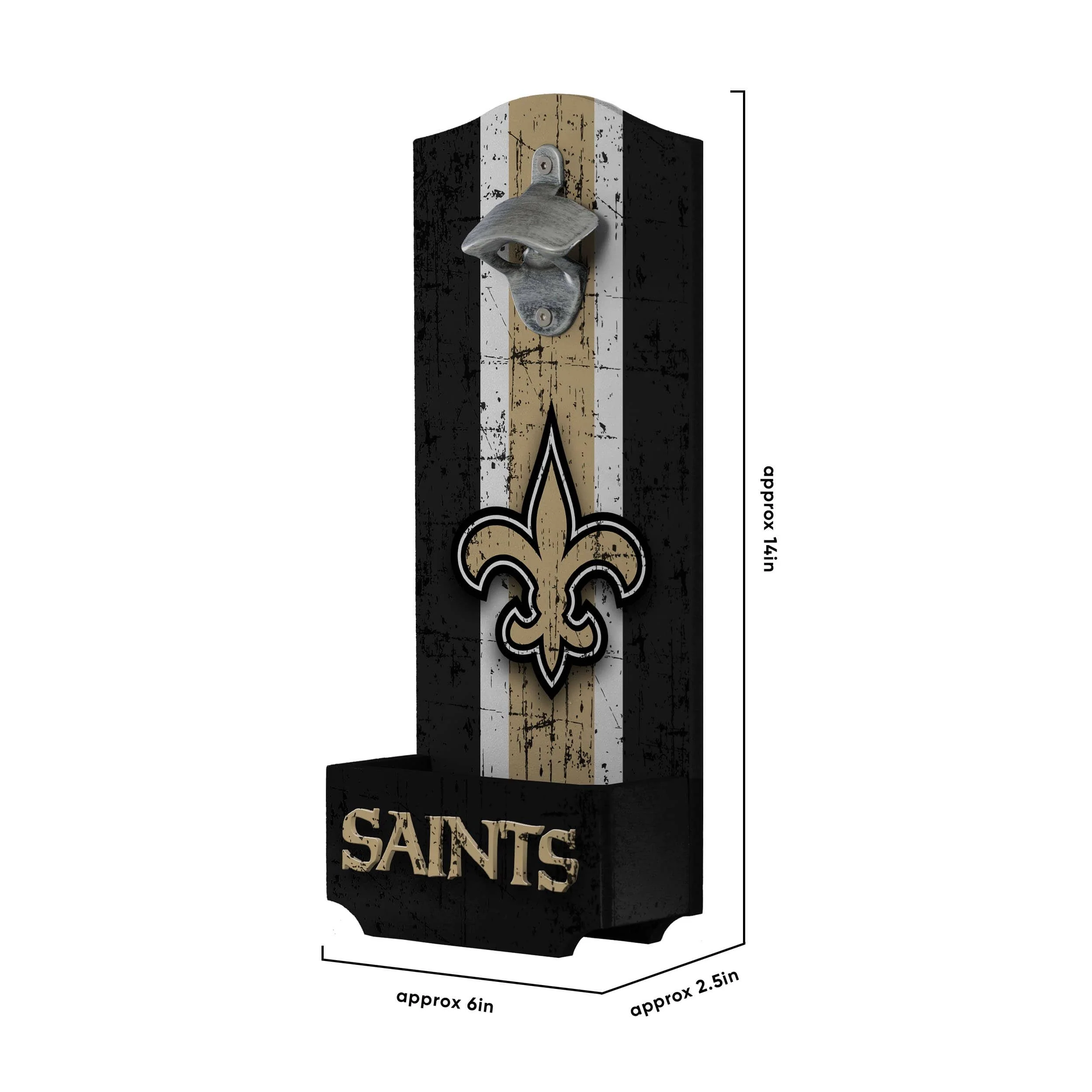 New Orleans Saints NFL Wooden Bottle Cap Opener Sign - Image 5