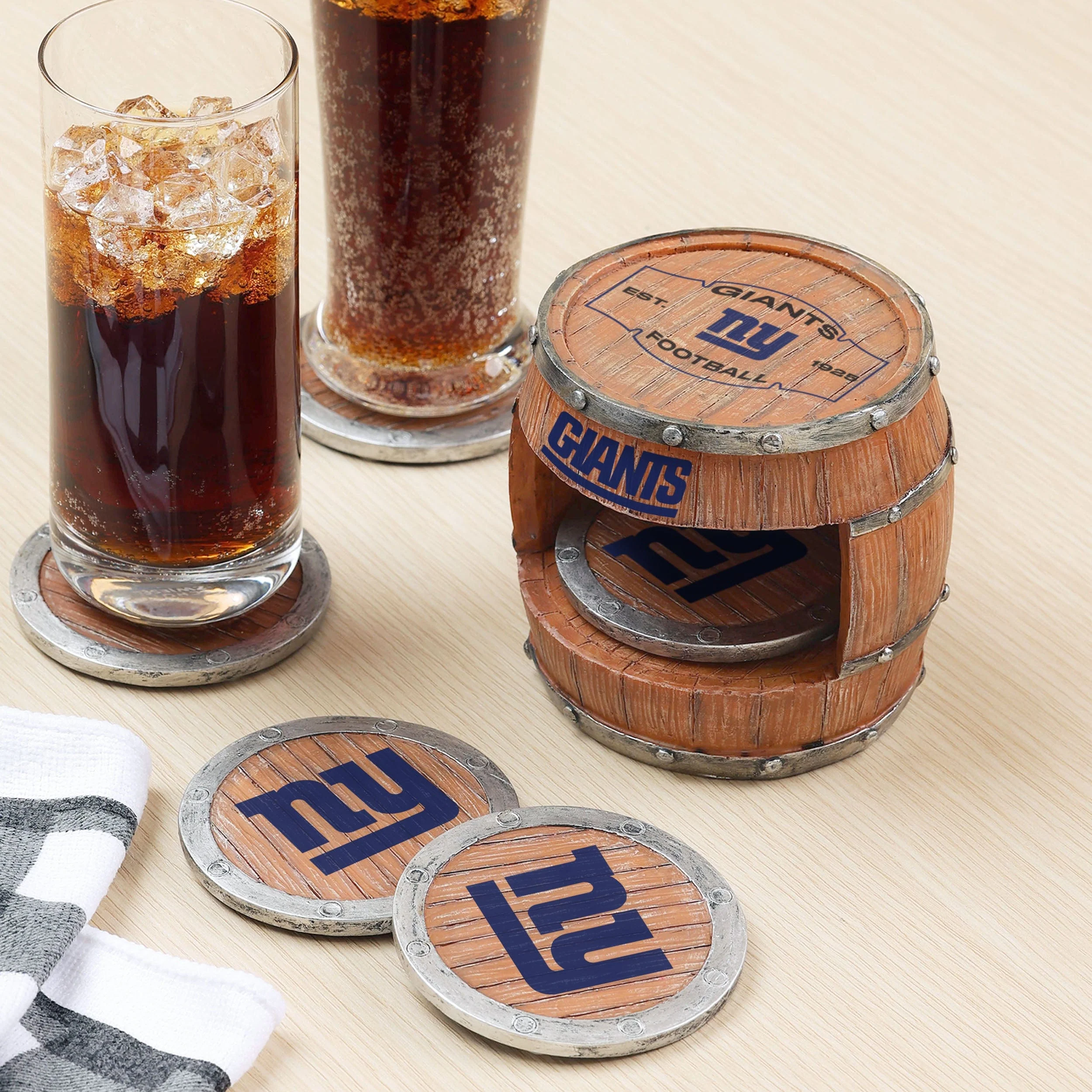 New York Giants NFL 5 Pack Barrel Coaster Set - Image 2