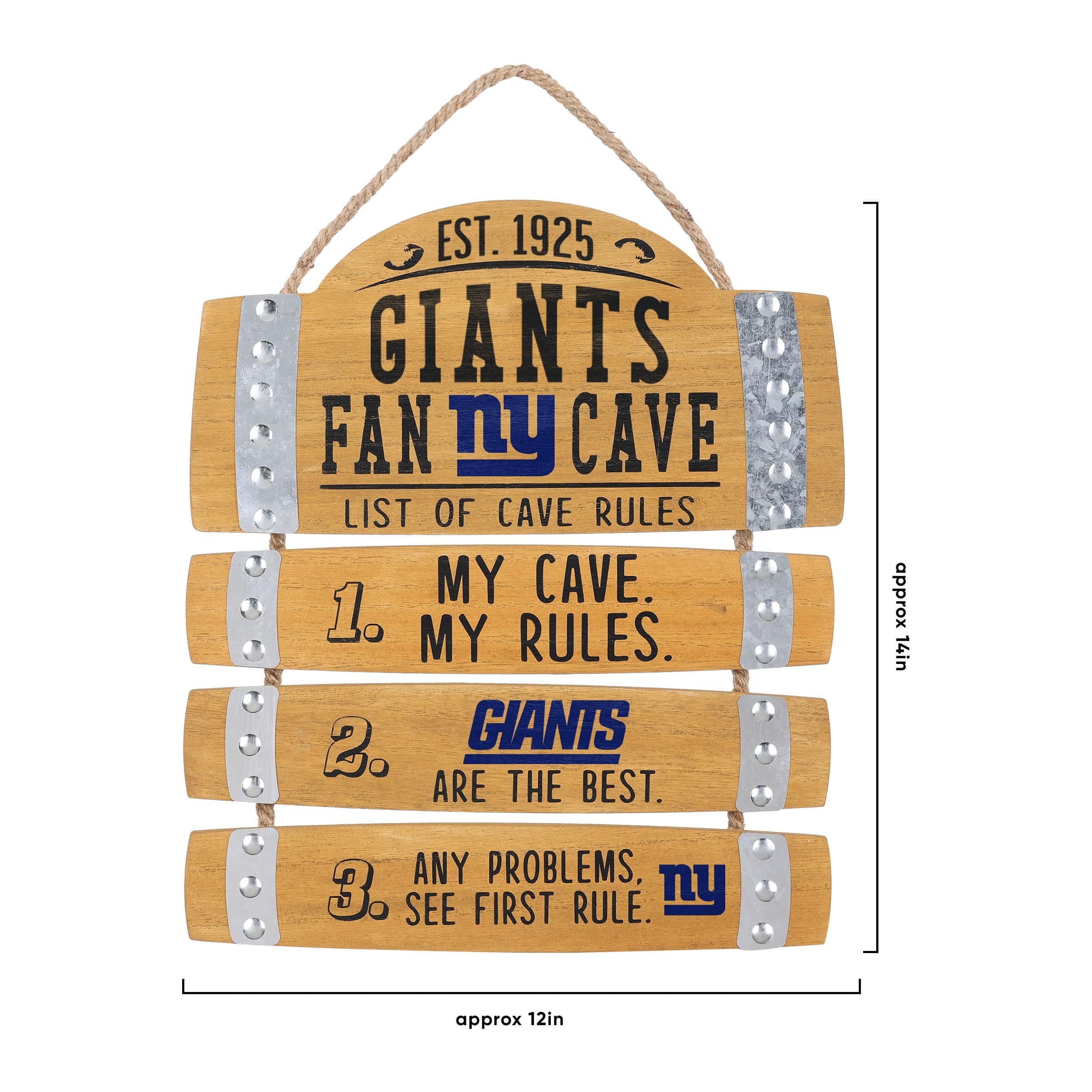 New York Giants NFL Barrel Slat Mancave Sign - Image 3