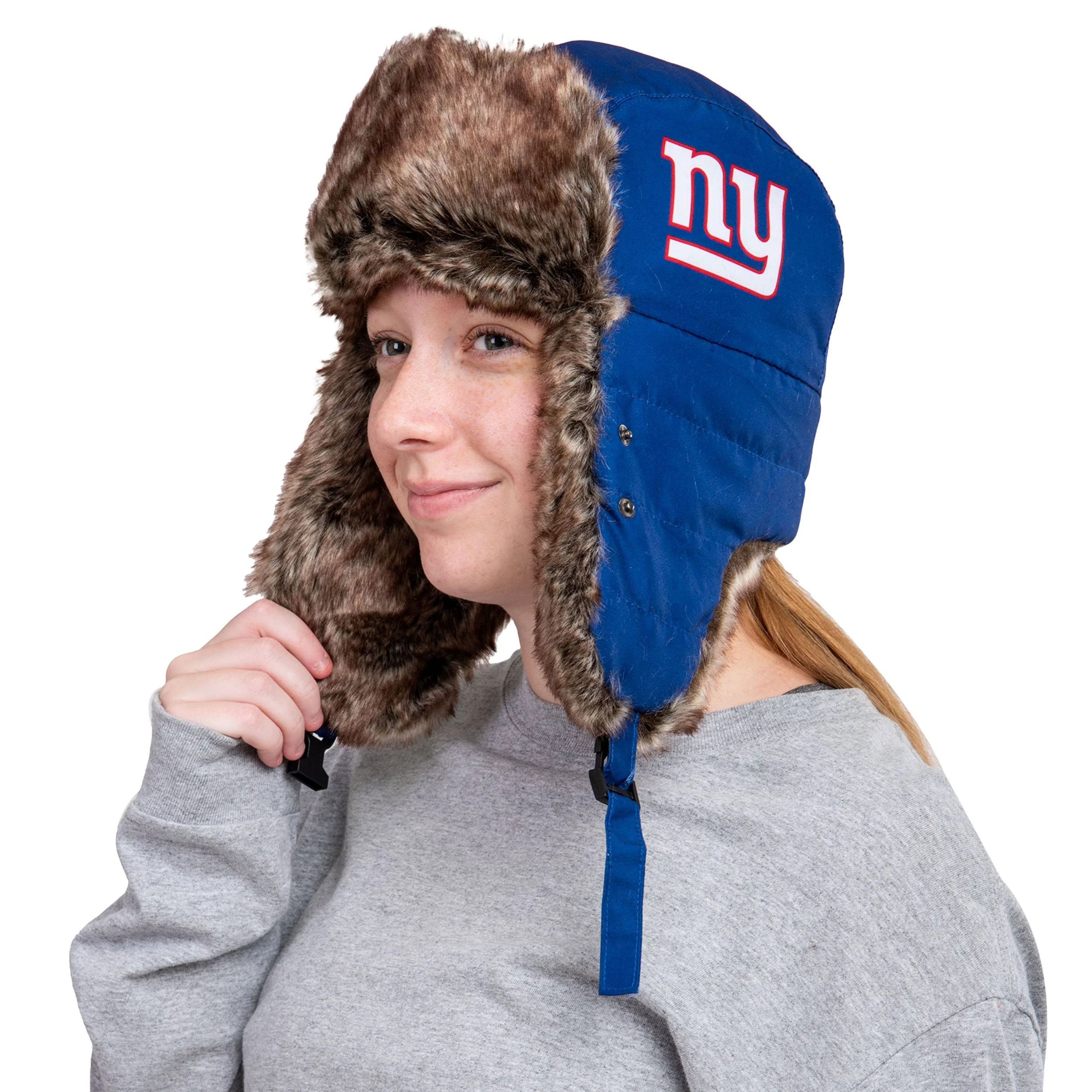 New York Giants NFL Big Logo Trapper Hat With Face Cover - Image 3