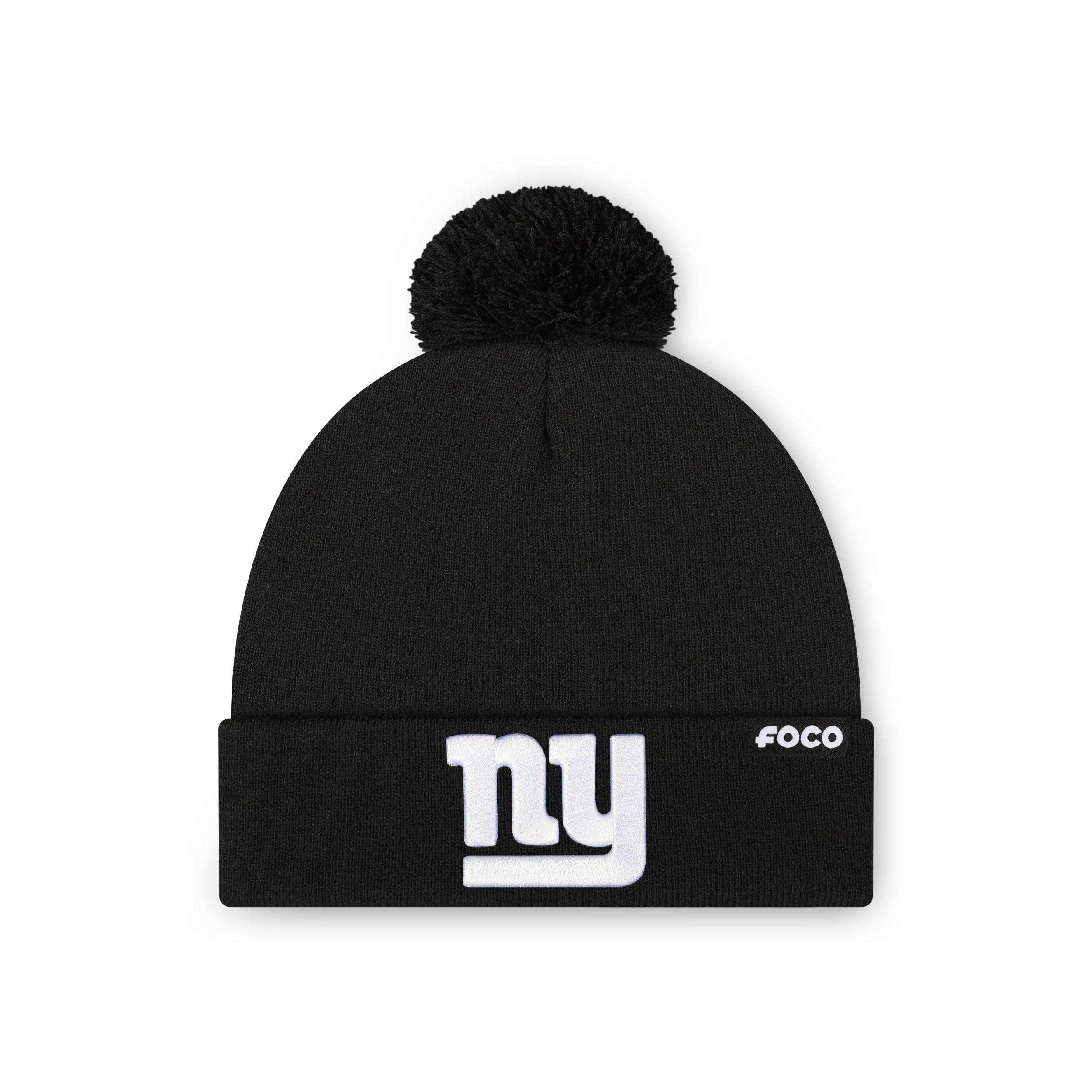 New York Giants NFL Black Basic Primary Logo Pom Beanie