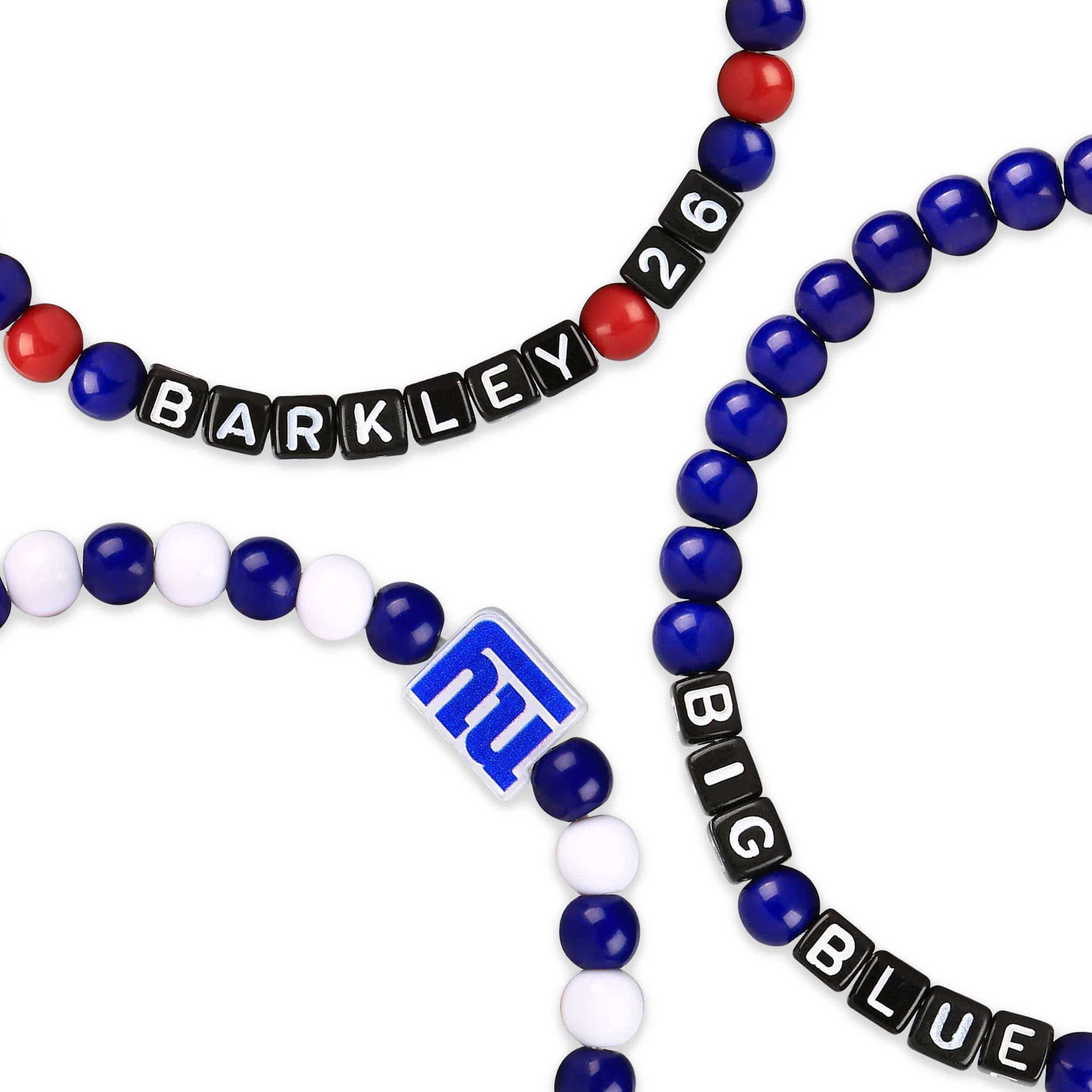 New York Giants NFL Daniel Jones & Saquon Barkley 3 Pack Player Beaded Friendship Bracelet - Image 2