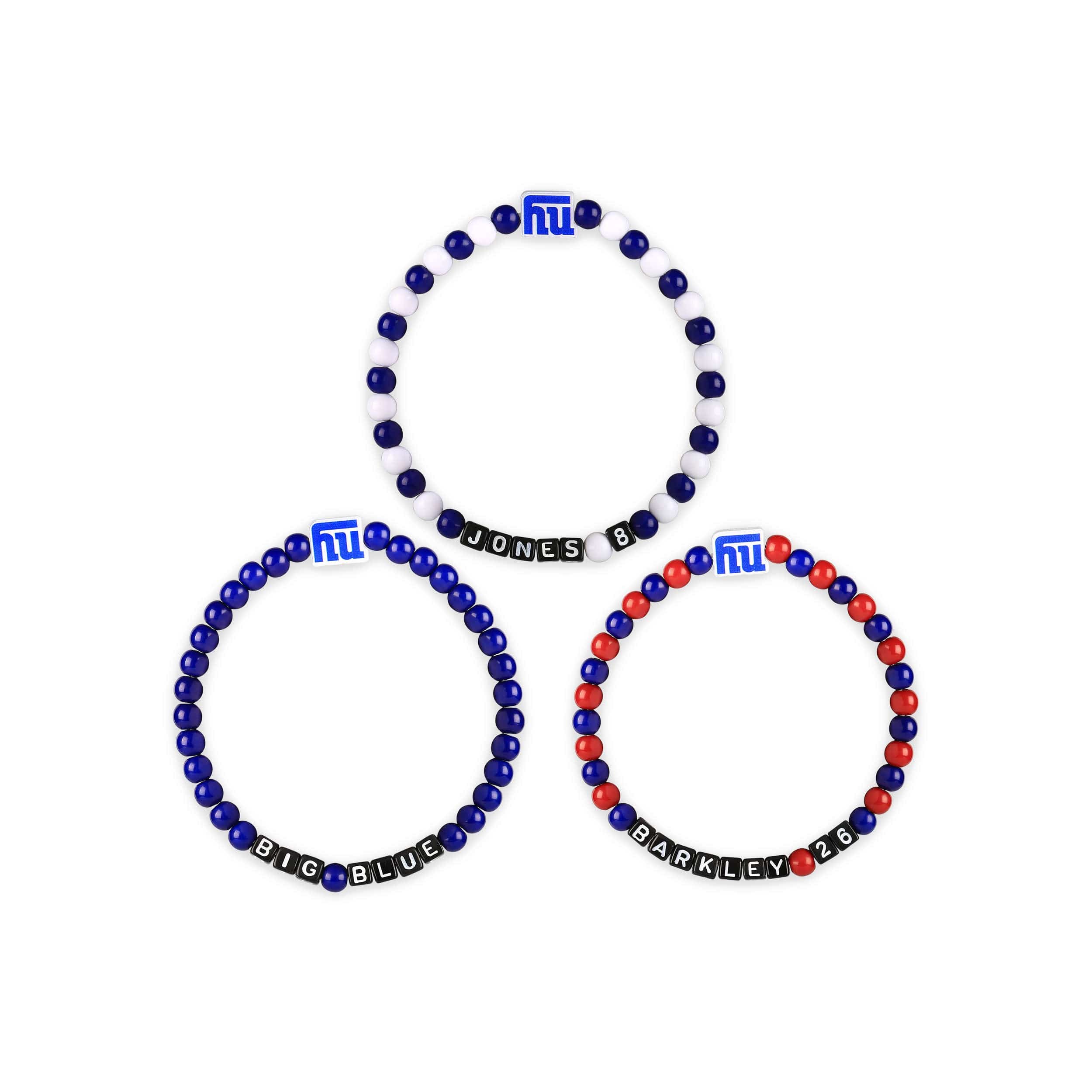 New York Giants NFL Daniel Jones & Saquon Barkley 3 Pack Player Beaded Friendship Bracelet - Image 3