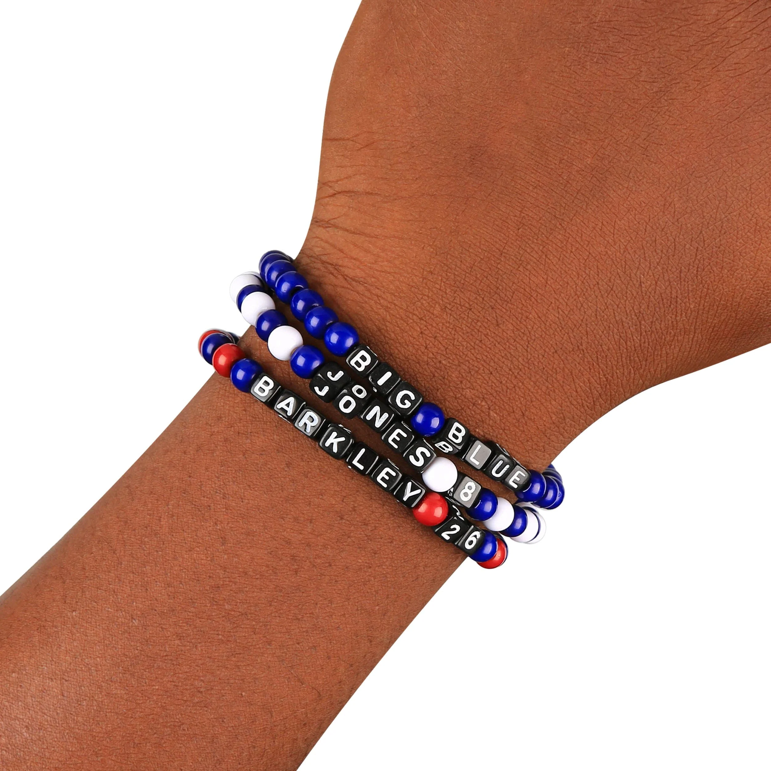 New York Giants NFL Daniel Jones & Saquon Barkley 3 Pack Player Beaded Friendship Bracelet - Image 4
